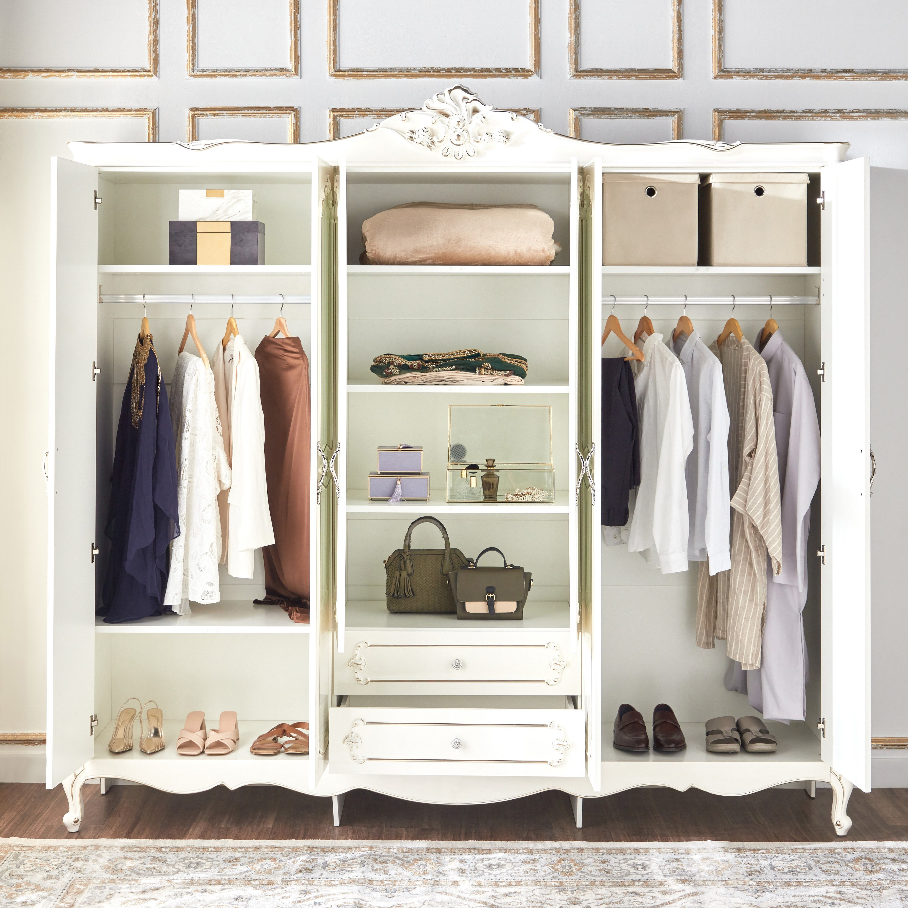Shop Zaina 6-Door Wardrobe with Drawers | Home Centre KSA
