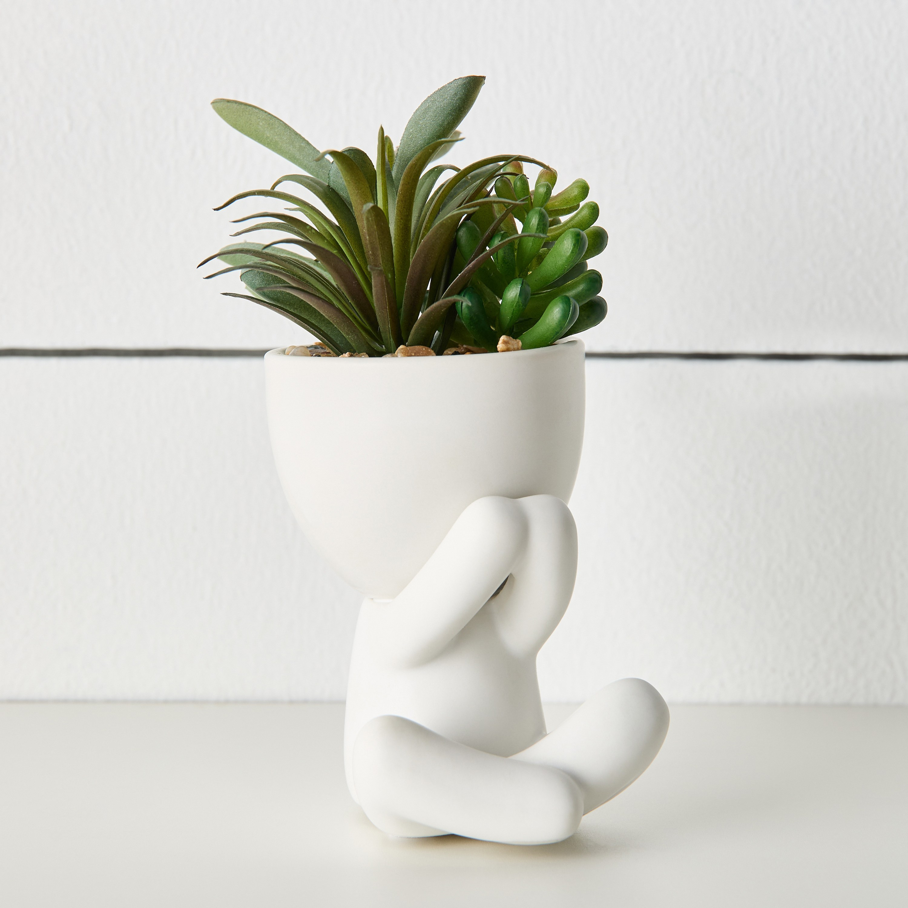 Perch Mini Succulent Plant in Ceramic Pot - 15 cm-household-gardenandoutdoor-artificialplants-succulents-image-1