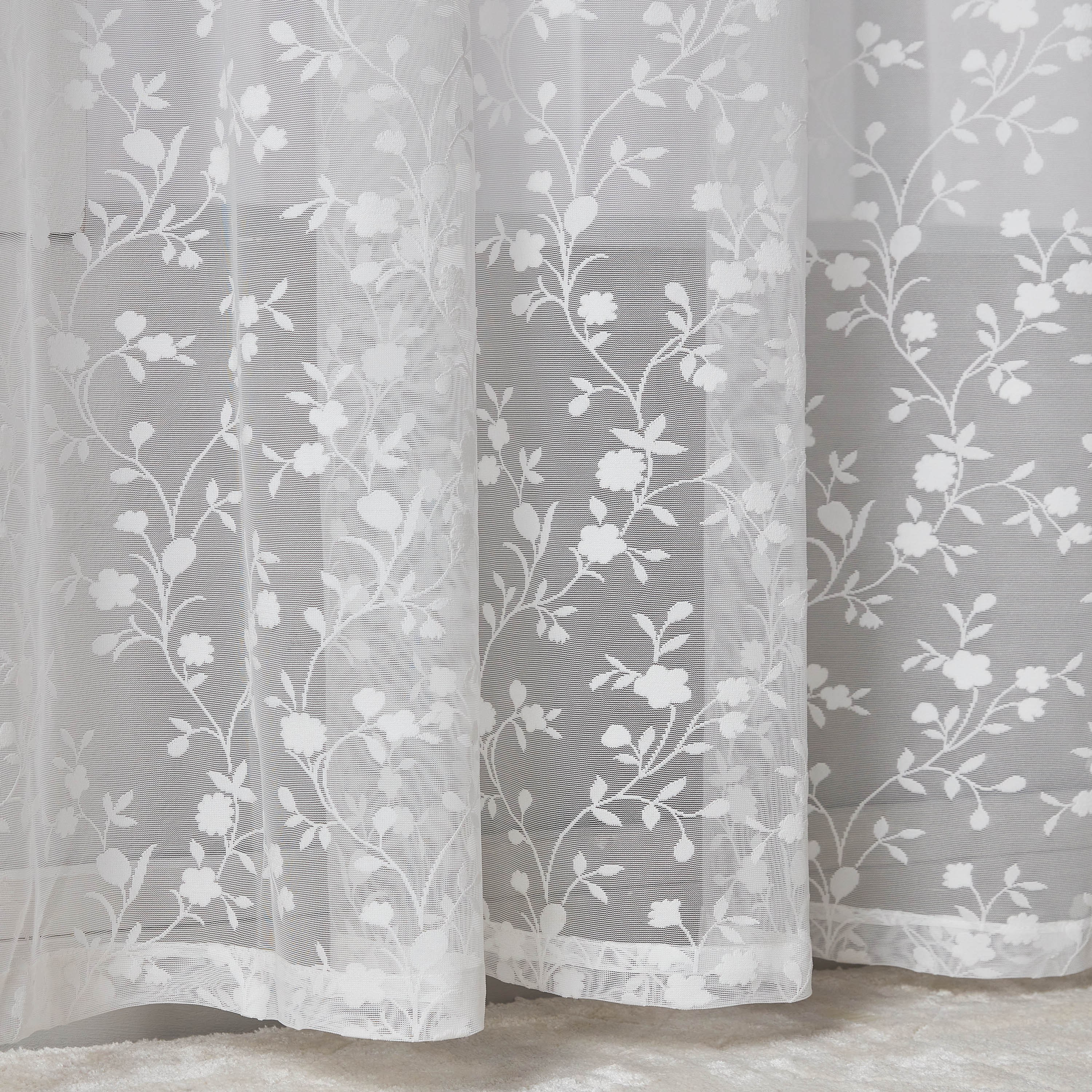 طقم ستائر شفافة زهرية قطعتين - 135x300 سم-household-windows-curtains-image-3