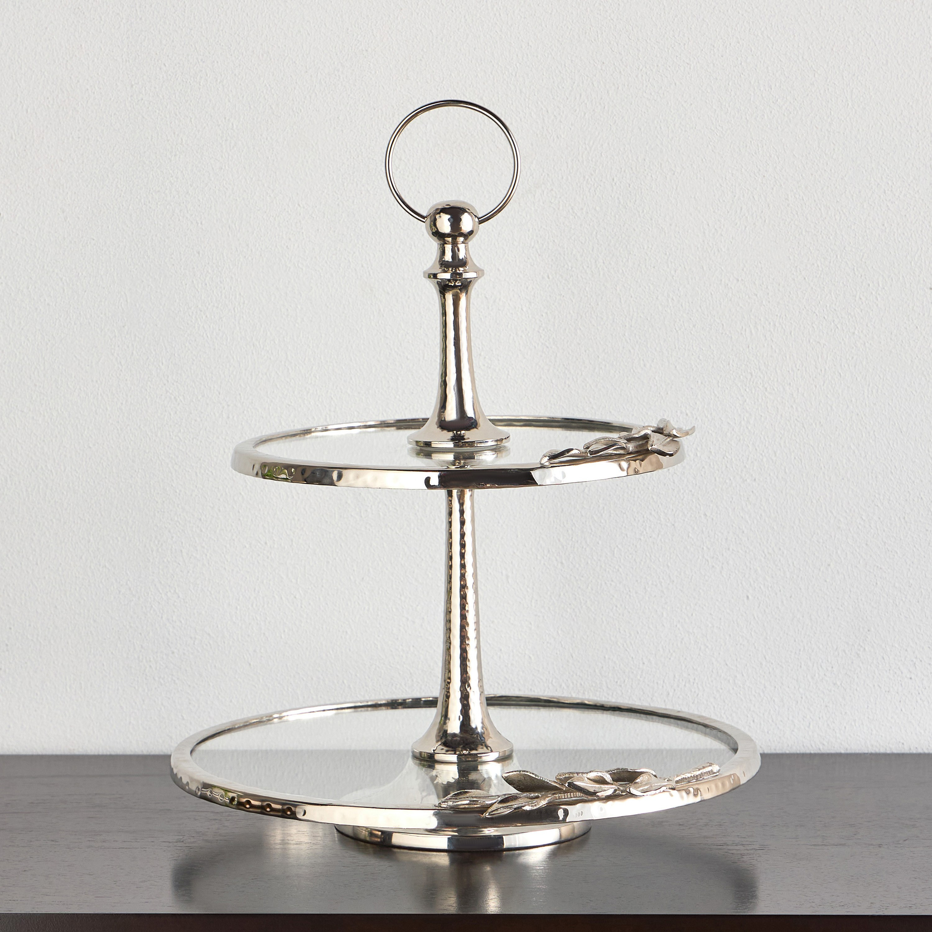 Two-Tier Glass Decorative Stand - 35x38 cm-household-decor-boxesandtrays-image-1