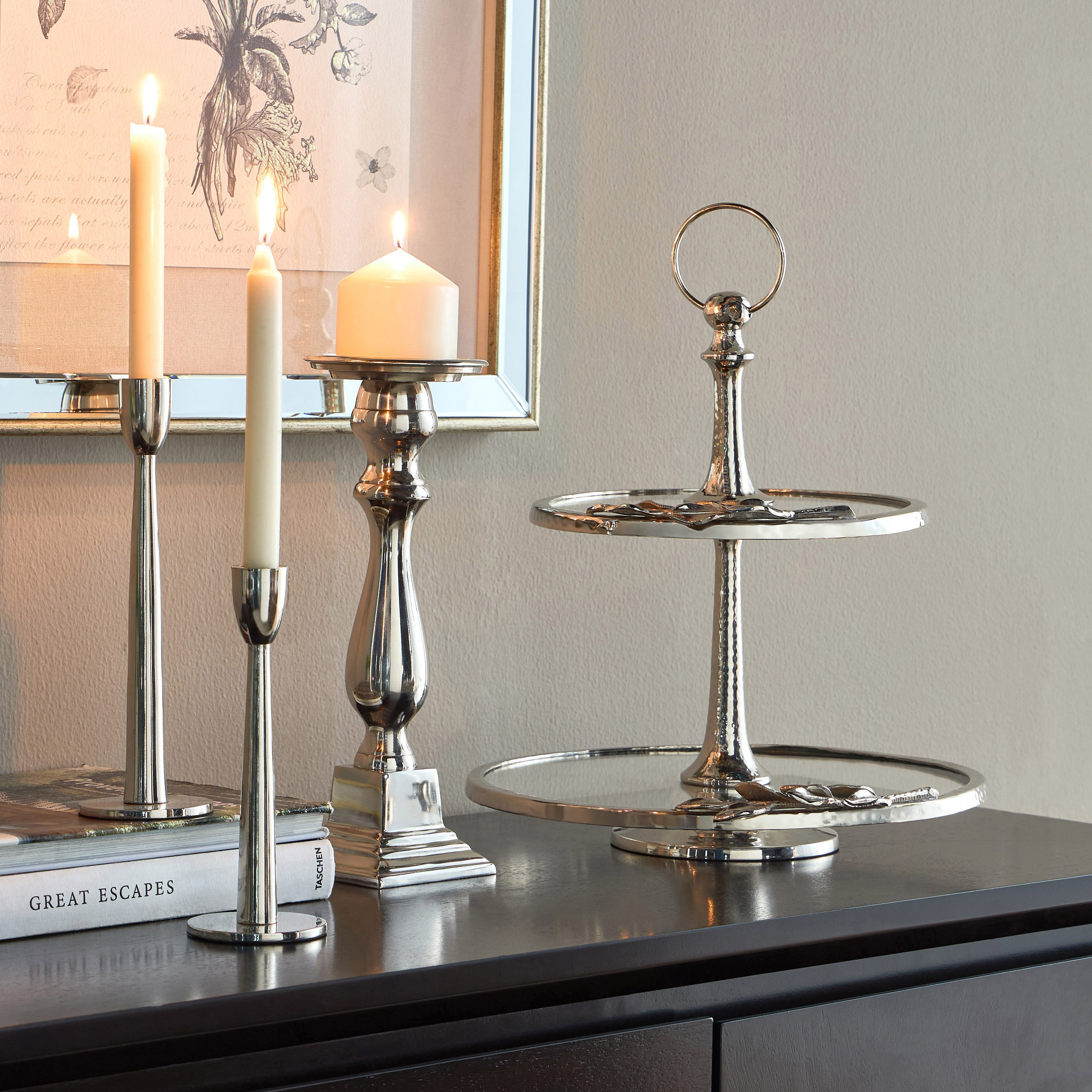 Two-Tier Glass Decorative Stand - 35x38 cm-household-decor-boxesandtrays-image-4