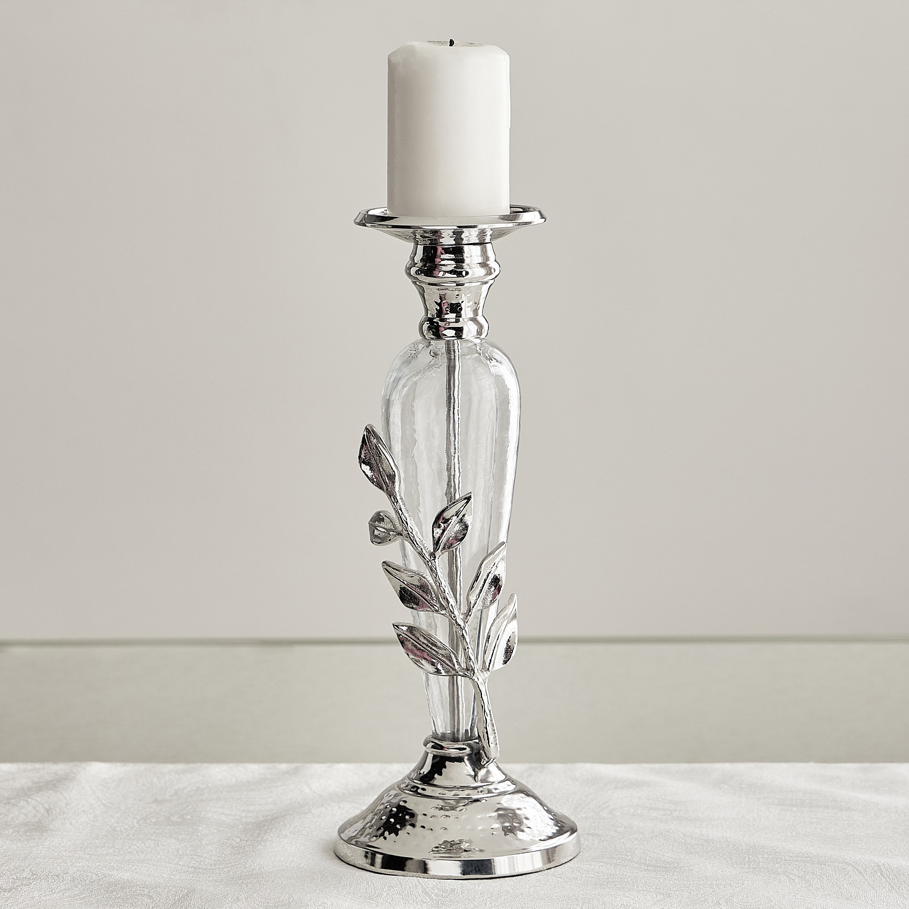 Silver Pillar Candleholder-household-decor-candleholdersandlanterns-image-1