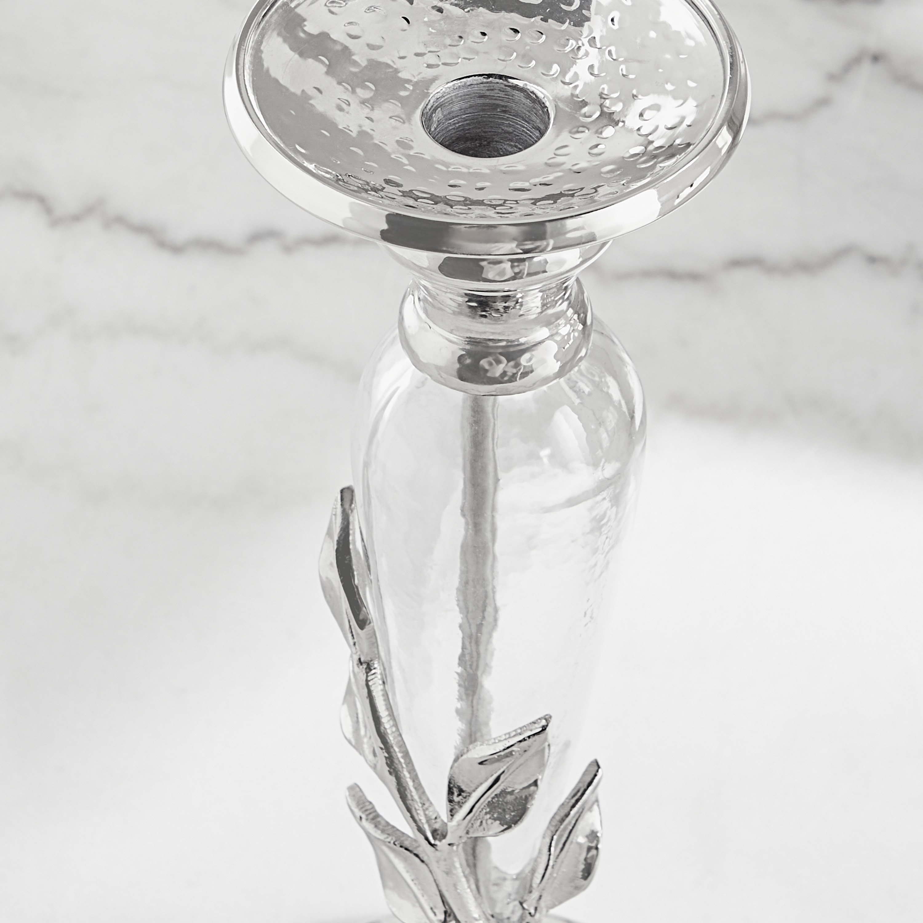 Silver Oak Pillar and Taper Candleholder-household-decor-candleholdersandlanterns-image-3