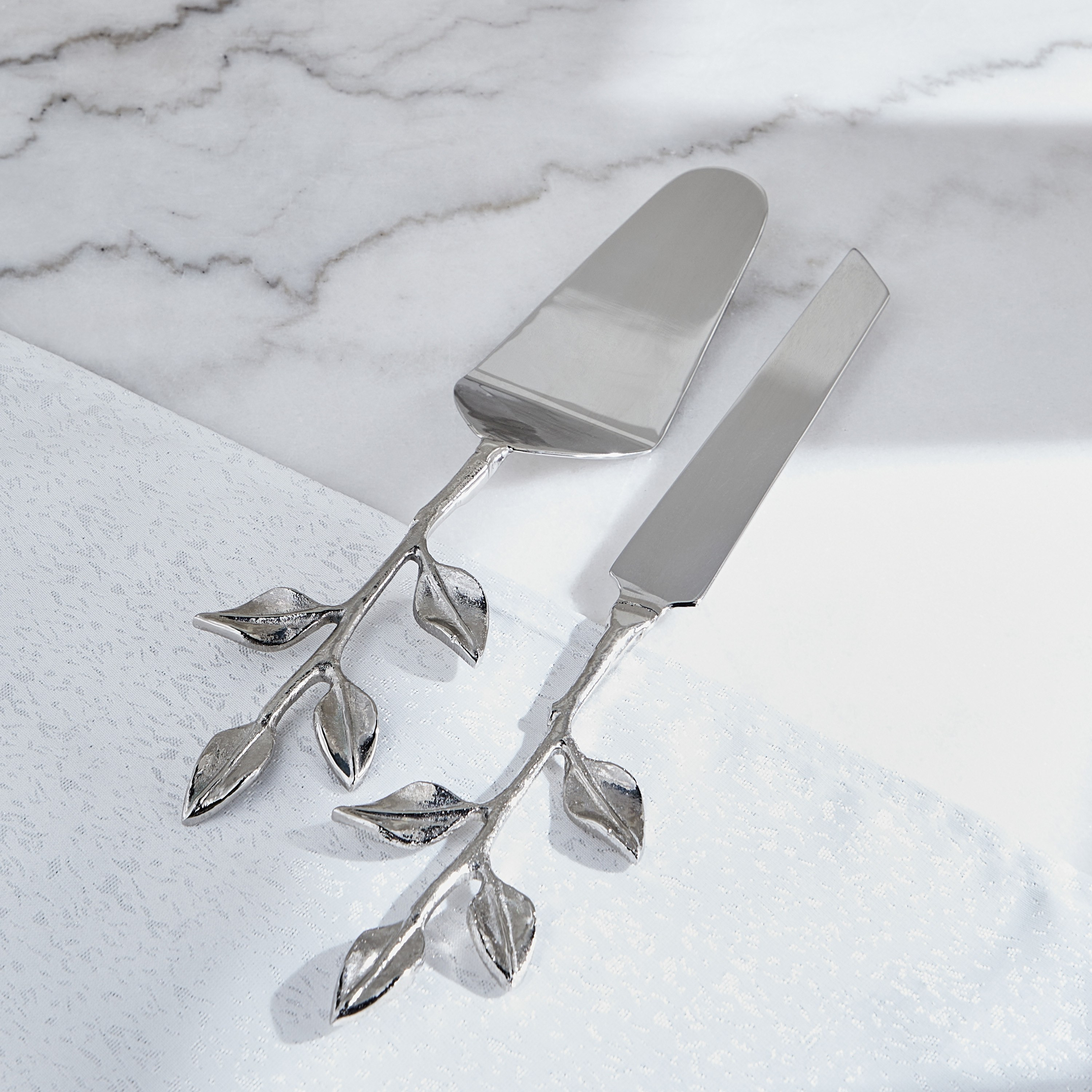 Silver Oak 2-Piece Cake Server and Knife Set-household-decor-boxesandtrays-image-1