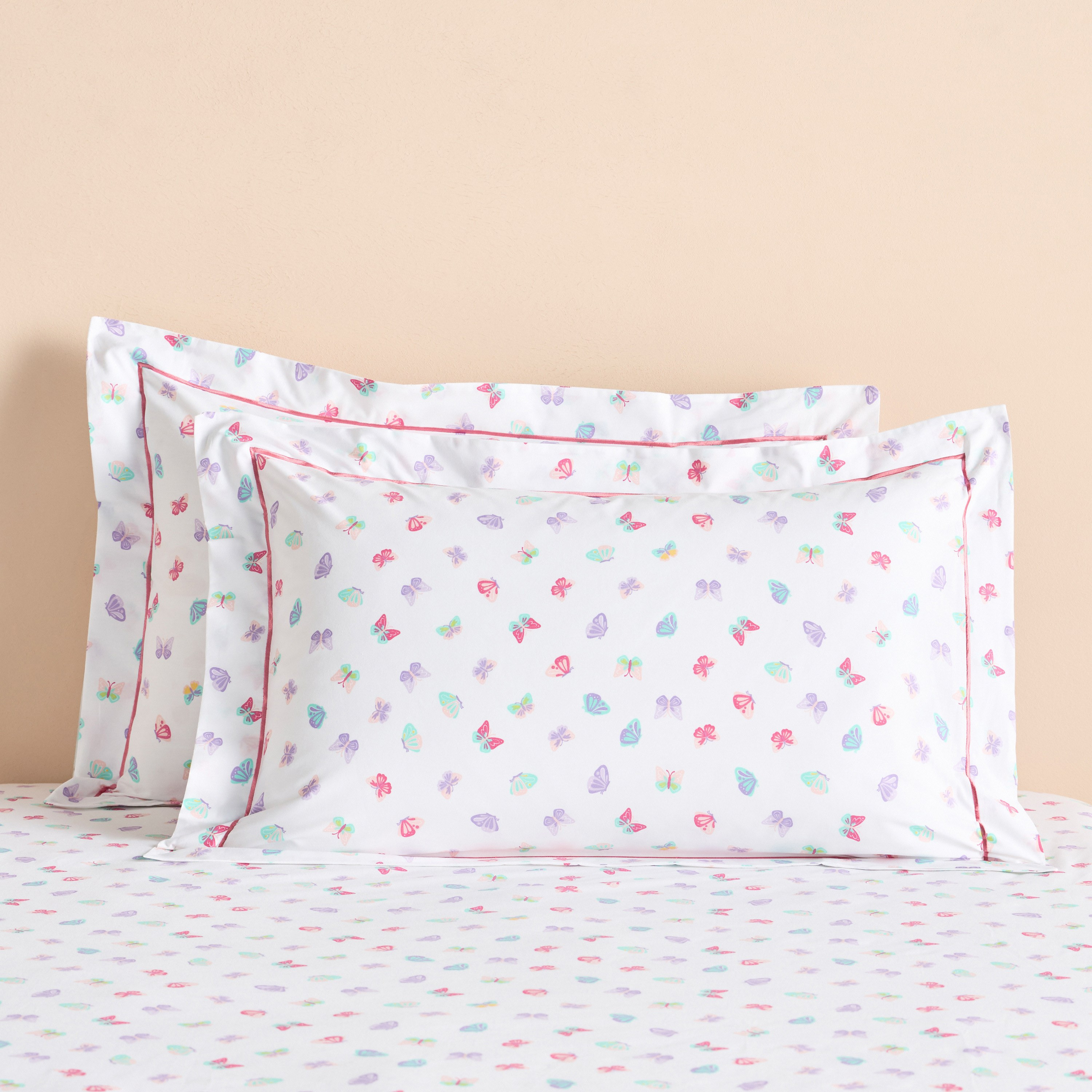 Dreamz Butterfly Cotton 200 Thread Count 2-Piece Pillowcase Set - 50x75 cm-babyandkids-beddingandwindows-bedding-pillowcases-image-1