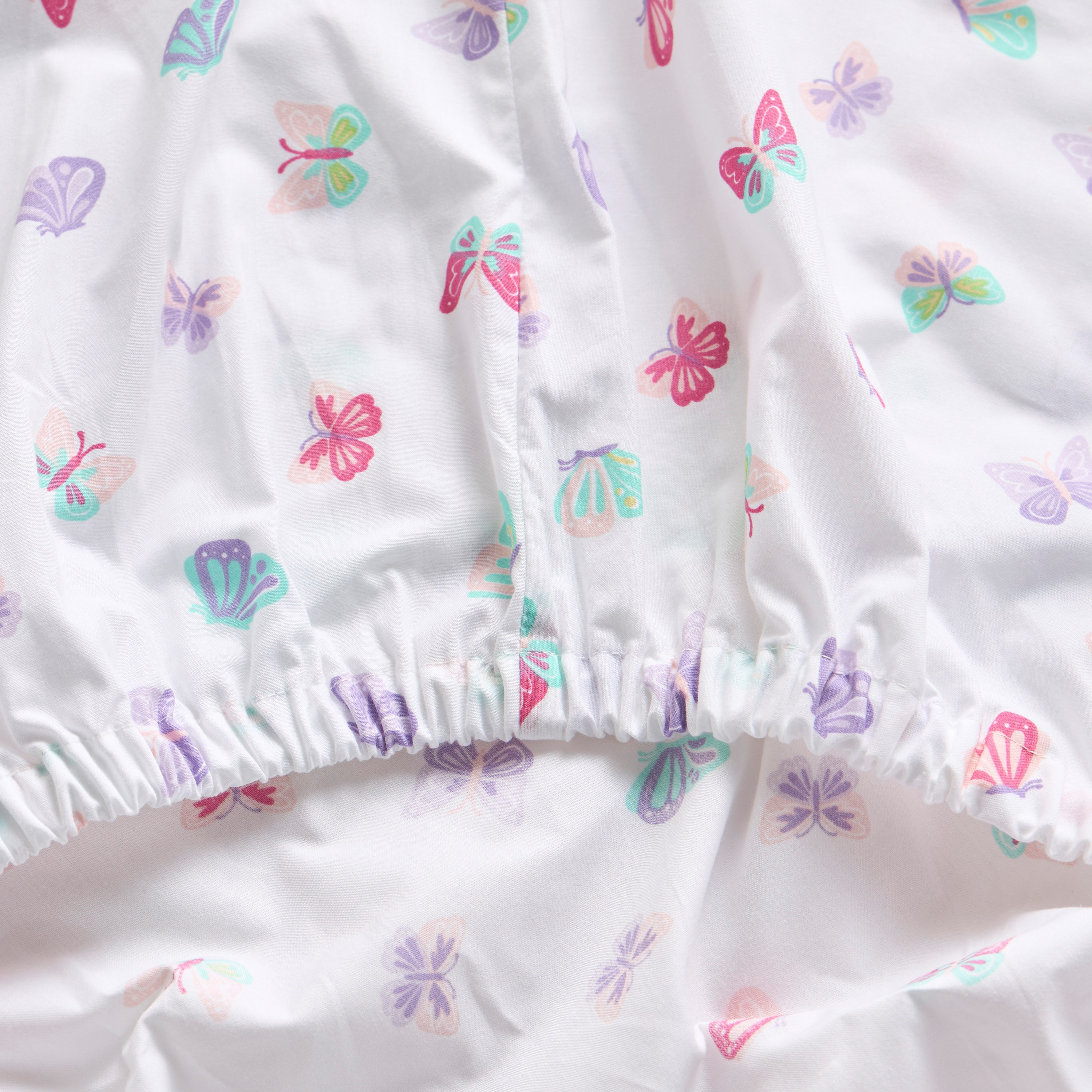 Dreamz Butterfly Cotton 200 Thread Count Full Fitted Sheet - 120x200 cm-babyandkids-beddingandwindows-bedding-fittedandflatsheets-image-3