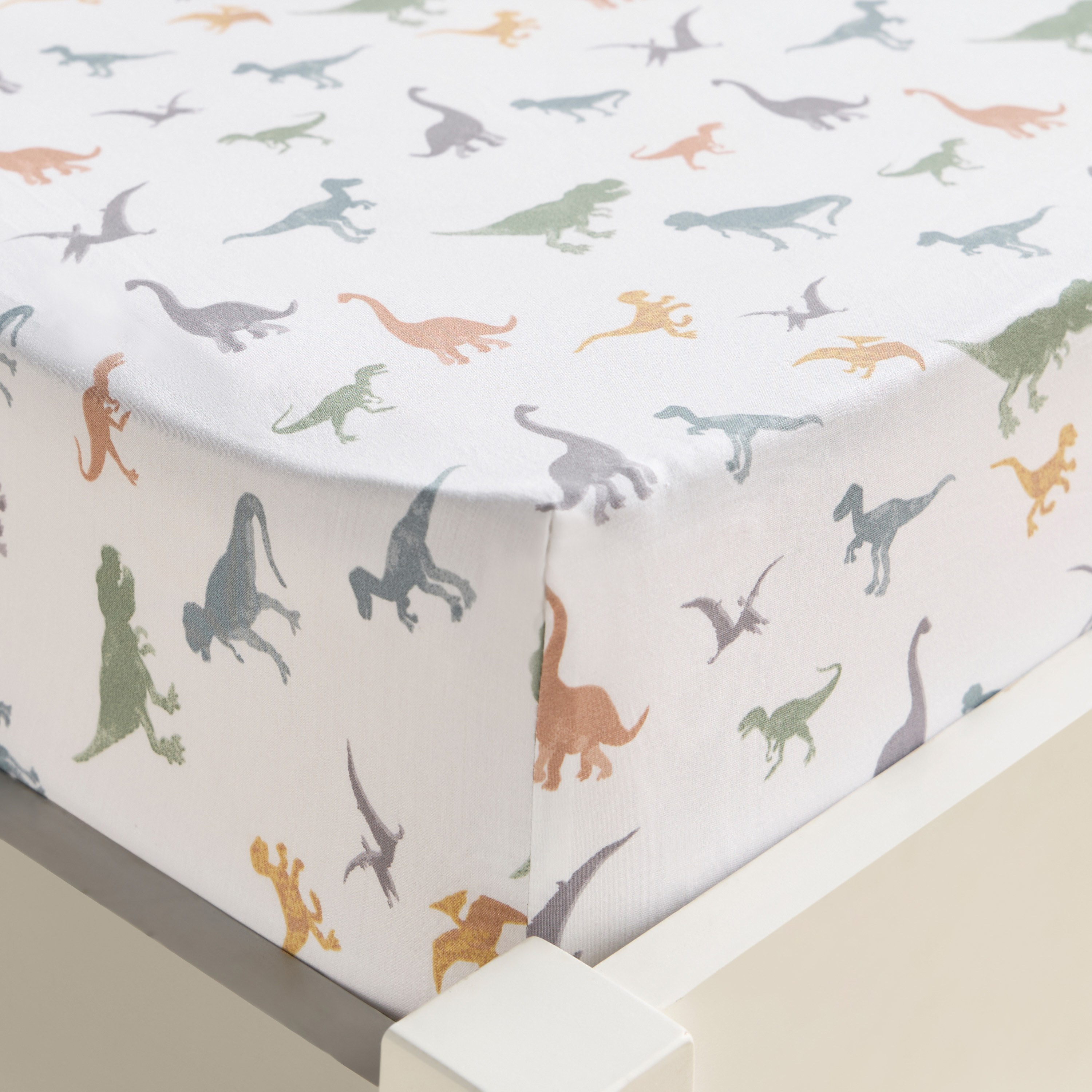 Shop Dreamz Dinosaur Print Cotton 200 Thread Count Single Fitted Sheet 90x200 cm Online Home Centre UAE