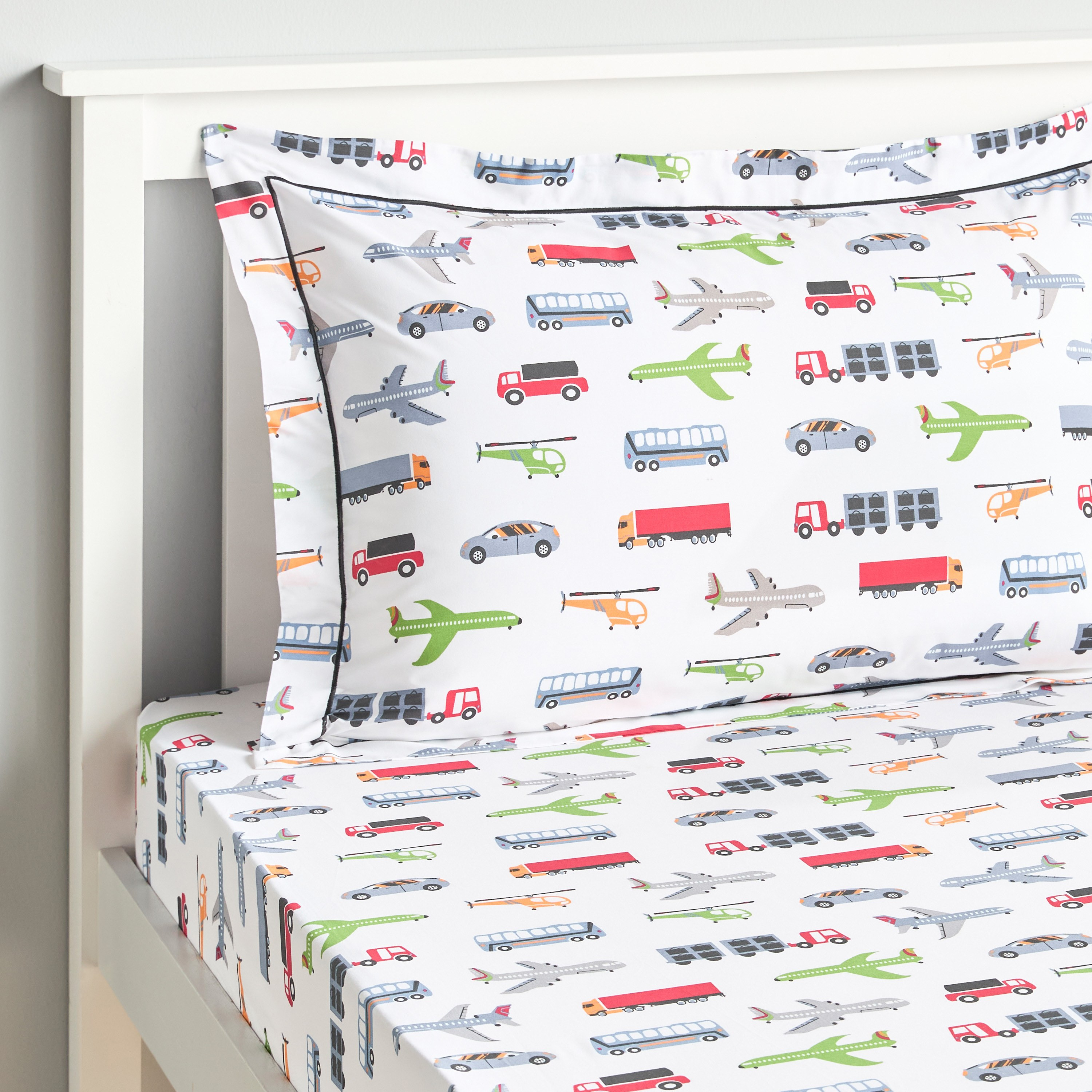 Dreamz Transportation Cotton 200 Thread Count Full Fitted Sheet - 120x200 cm-babyandkids-beddingandwindows-bedding-fittedandflatsheets-image-2