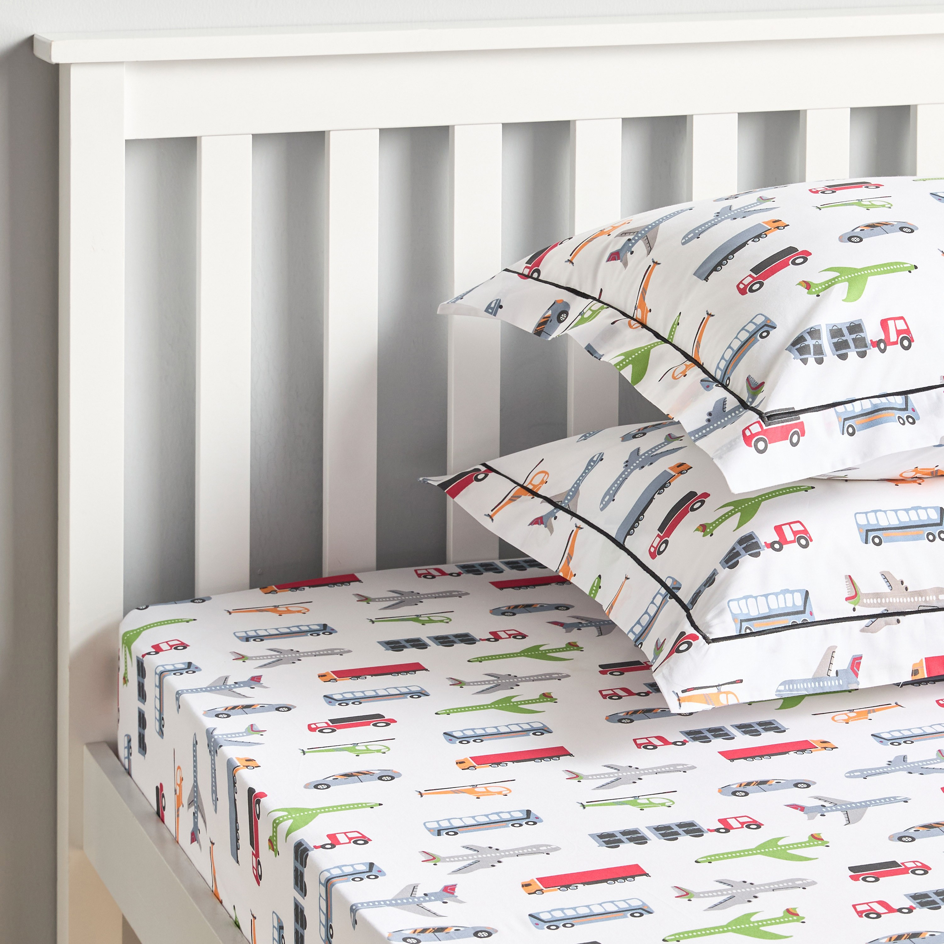 Dreamz Transportation Cotton 200 Thread Count Full Fitted Sheet - 120x200 cm-babyandkids-beddingandwindows-bedding-fittedandflatsheets-image-4