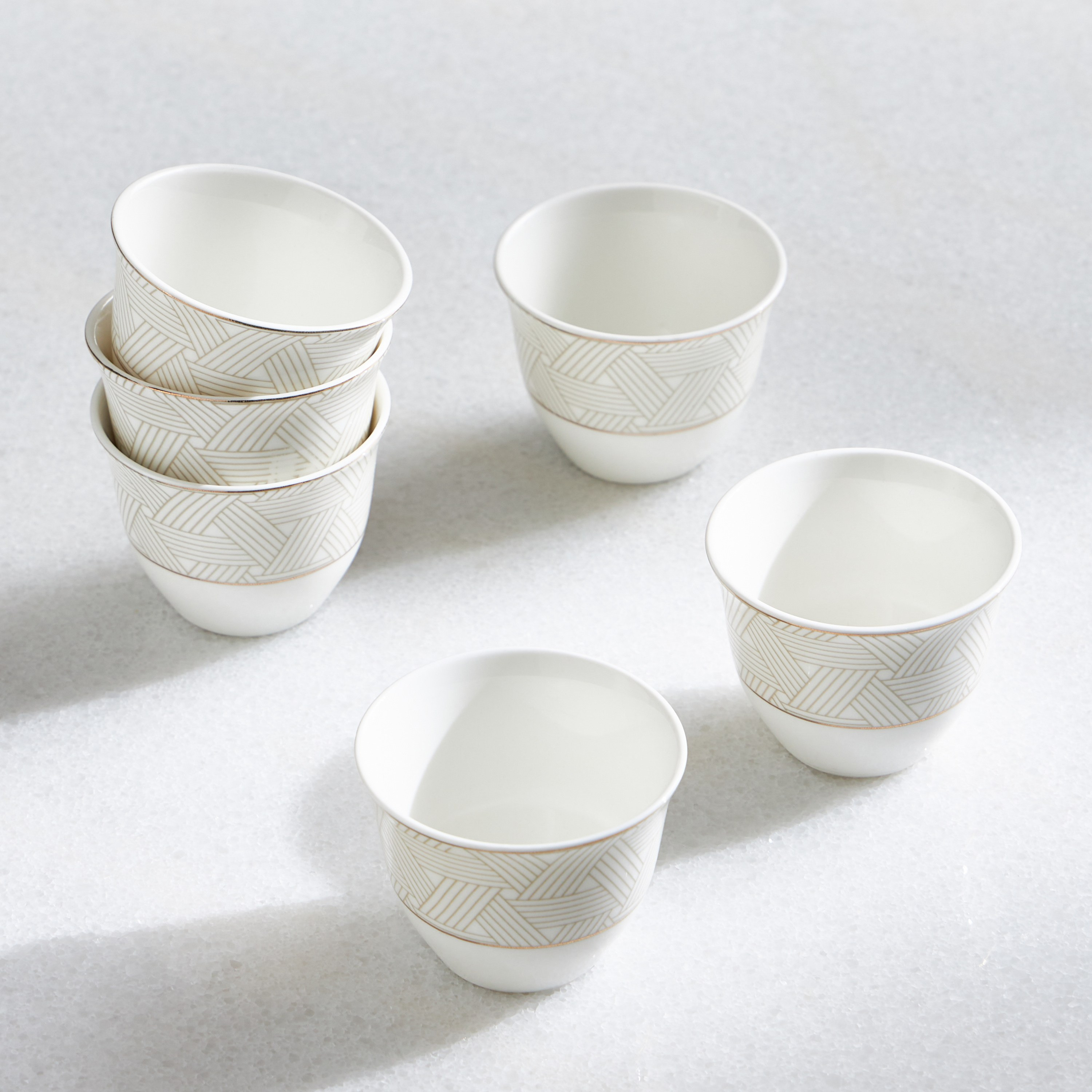Noura 6-Piece New Bone China Qahwa Cup Set - 70 ml