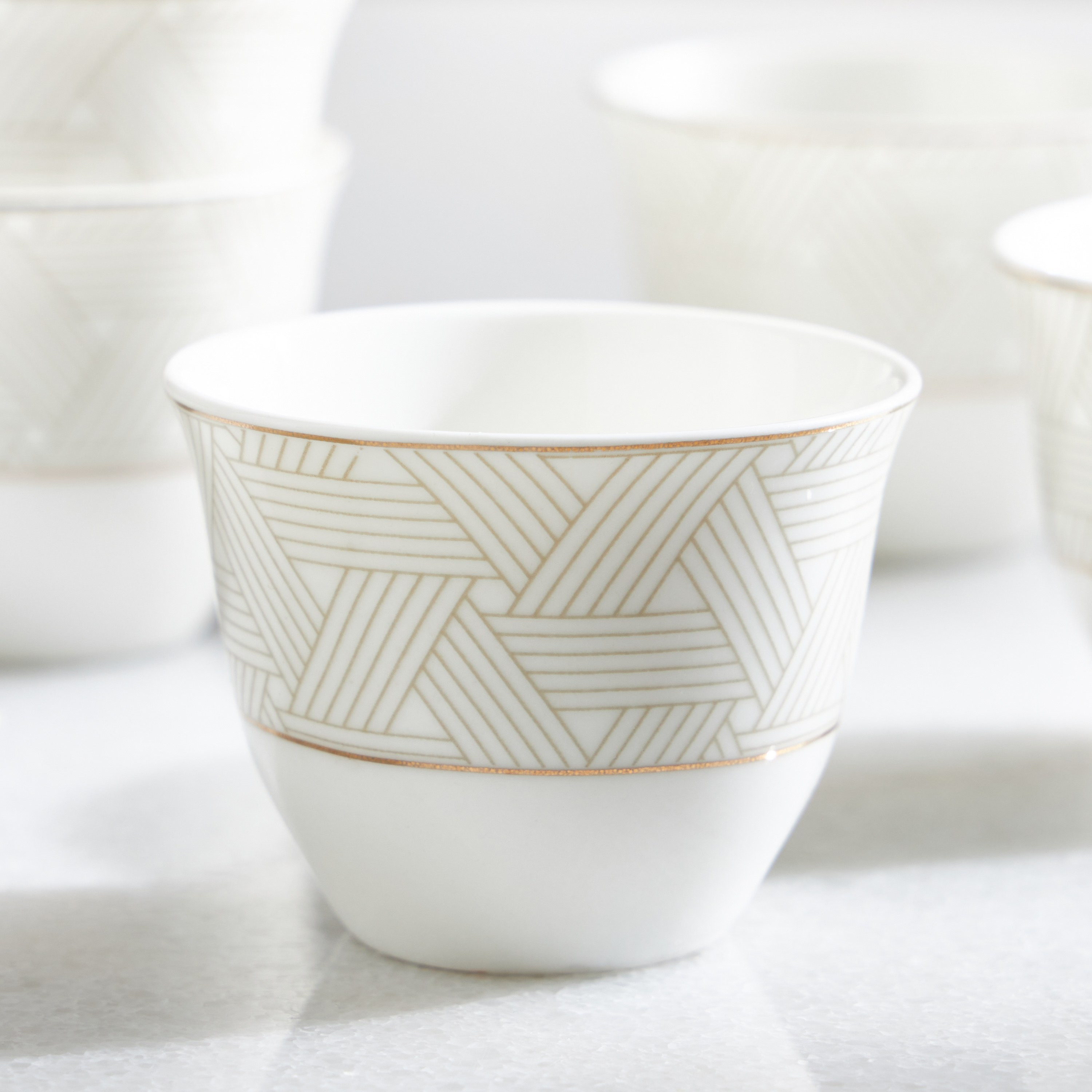 Noura 6-Piece New Bone China Qahwa Cup Set - 70 ml-household-dining-teaandcoffee-teaandcoffeesets-image-2
