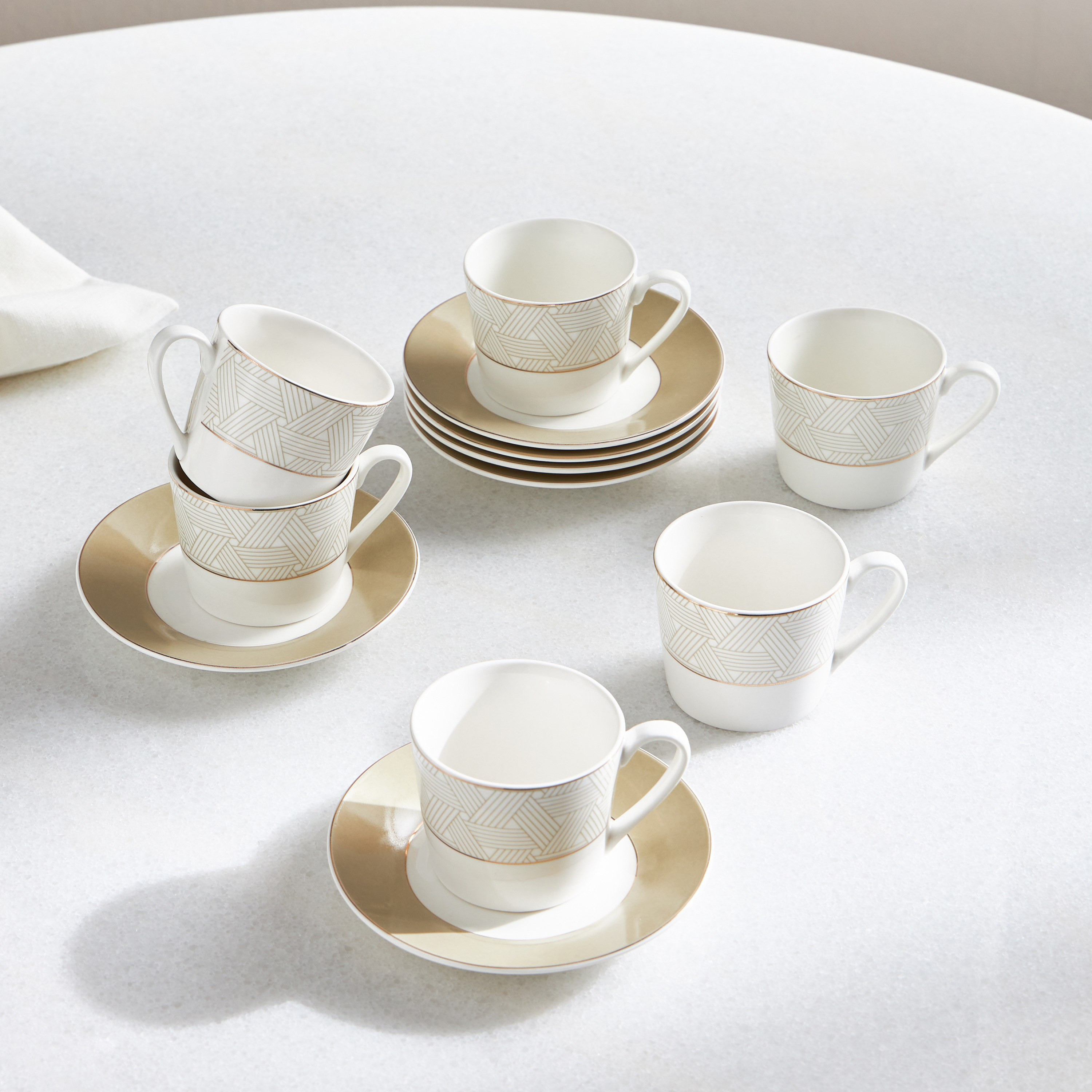 Noura 12-Piece New Bone China Expresso Set - 90 ml, Serves 6