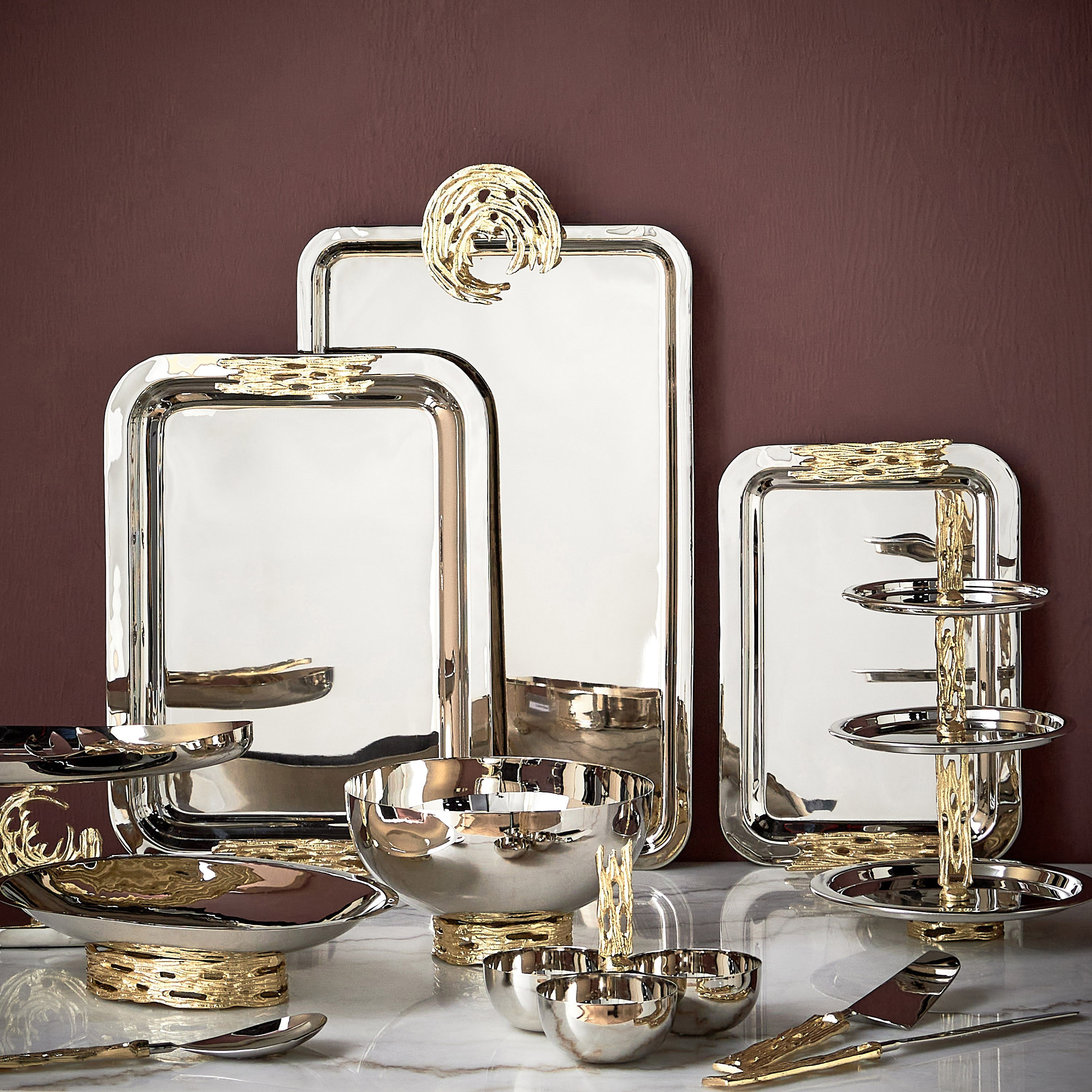Sama Crust Metal Decorative Bowl-household-dining-serveware-cakestands-image-3
