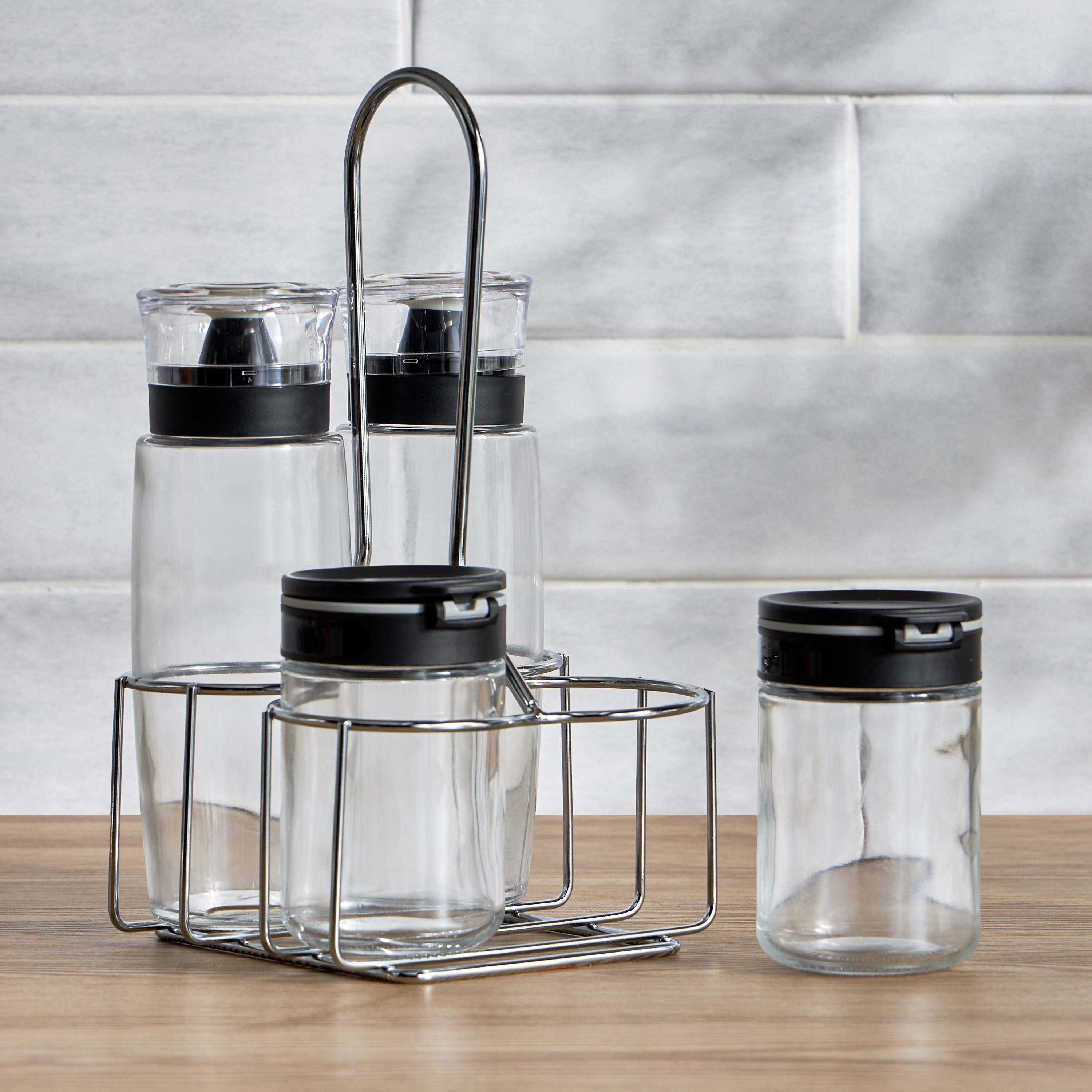 Tasty Salt and Pepper Shaker Set with Rack-household-kitchen-foodstorage-saltandpeppershakers-image-2