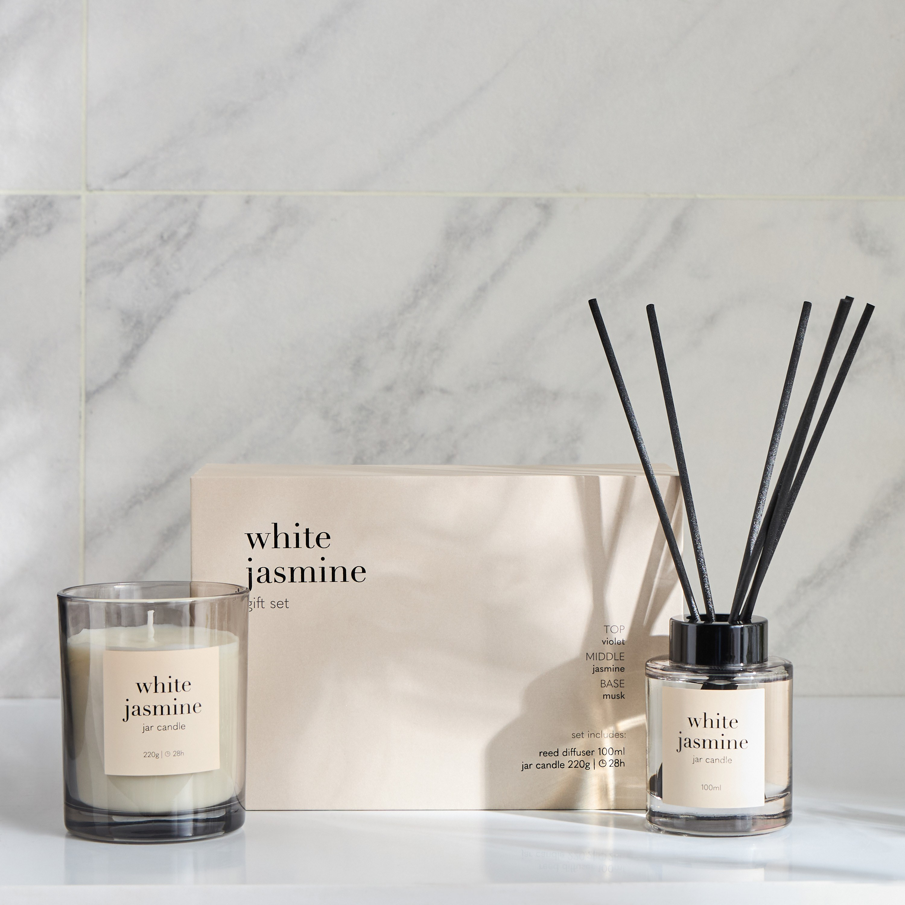 Asasi White Jasmine Scented Jar Candle and Diffuser Gift Set-household-giftingaccessories-giftings-image-3
