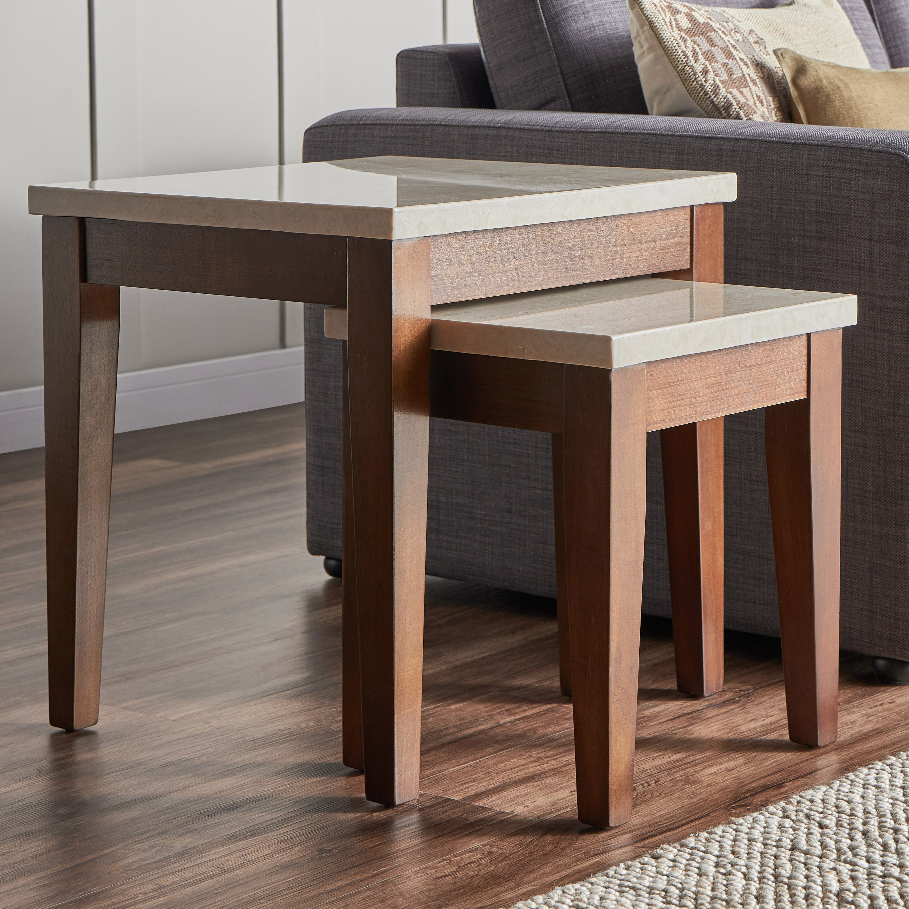 Shop Ken Marble Top Nesting Tables - Set of 2 | Home Centre Qatar