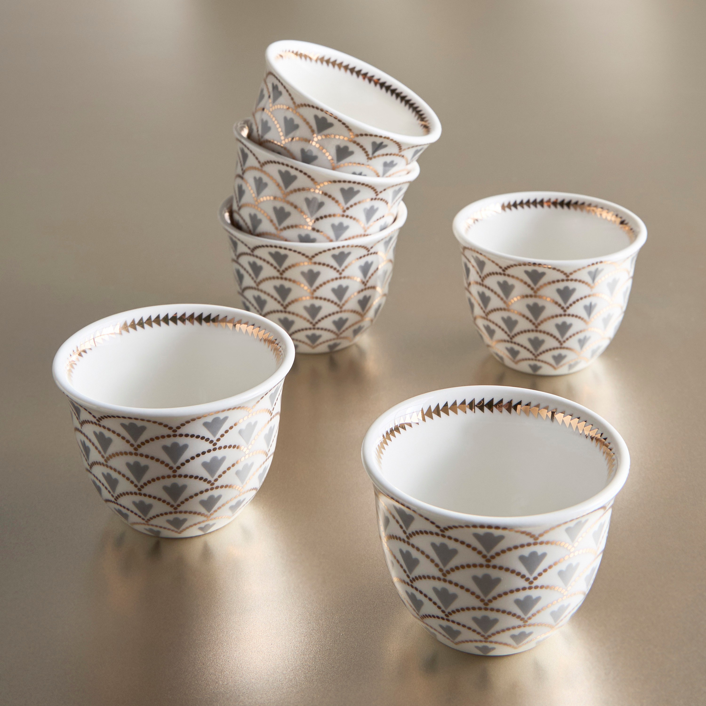 Safi 6-Piece Porcelain Qahwa Cup Set - 65 ml, Serves 6