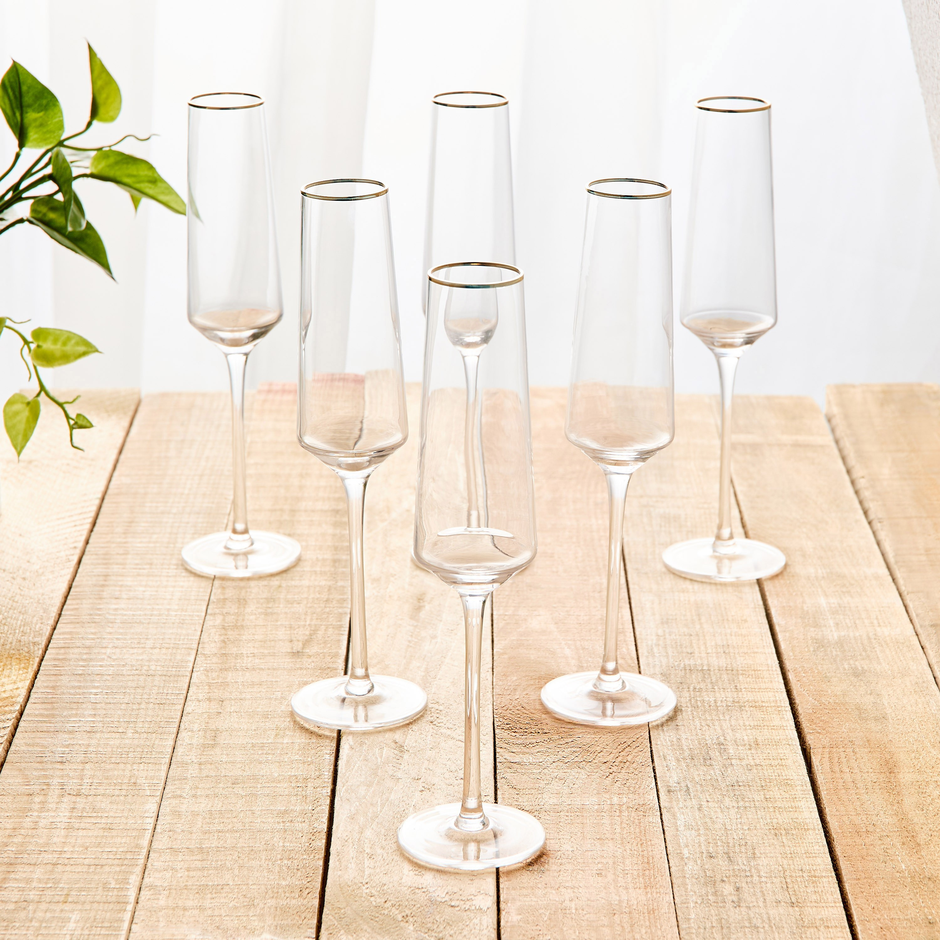 Jamila 6-Piece Flute Stem Glass Set - 185 ml-household-dining-glassware-stemware-image-1
