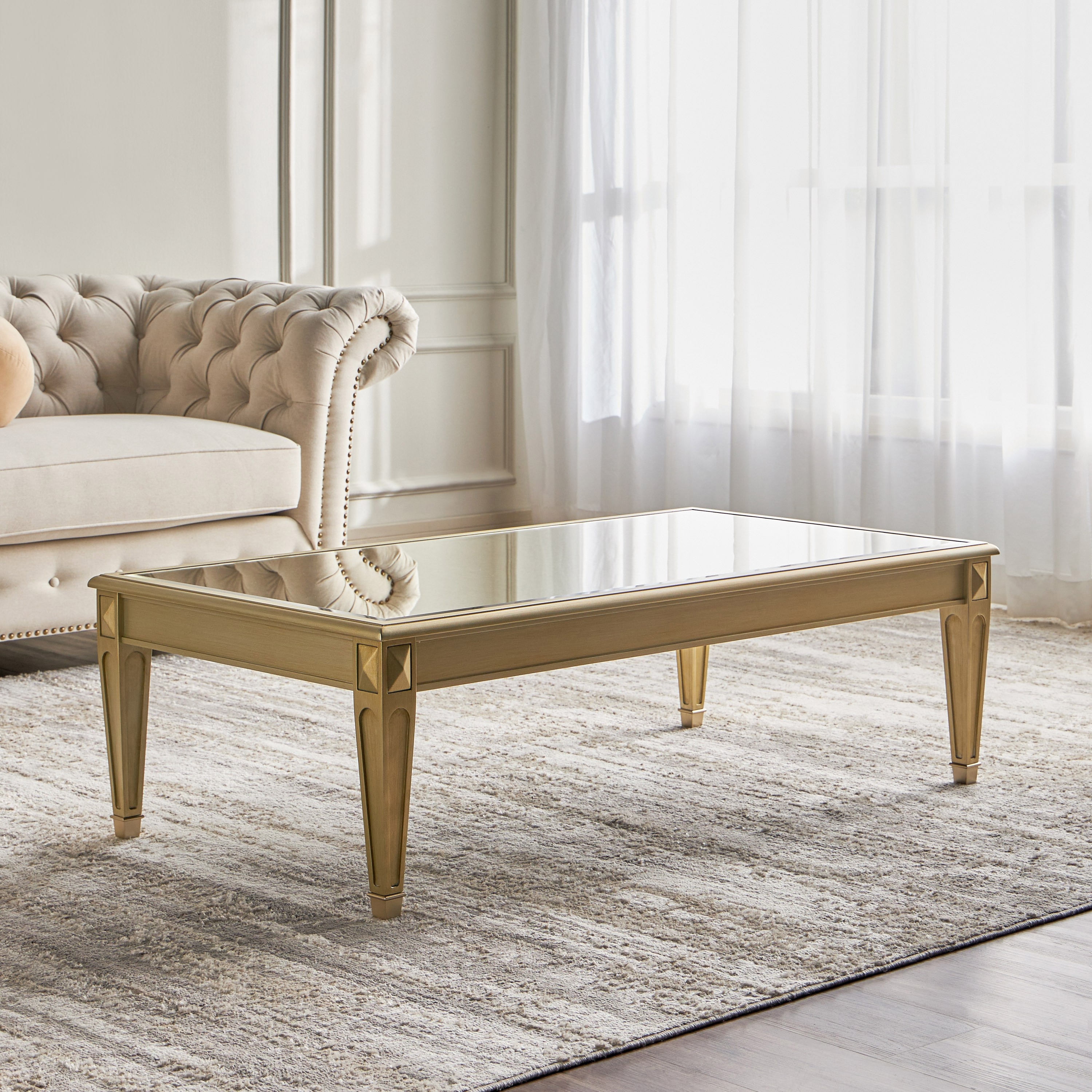 Gold mirror store coffee table