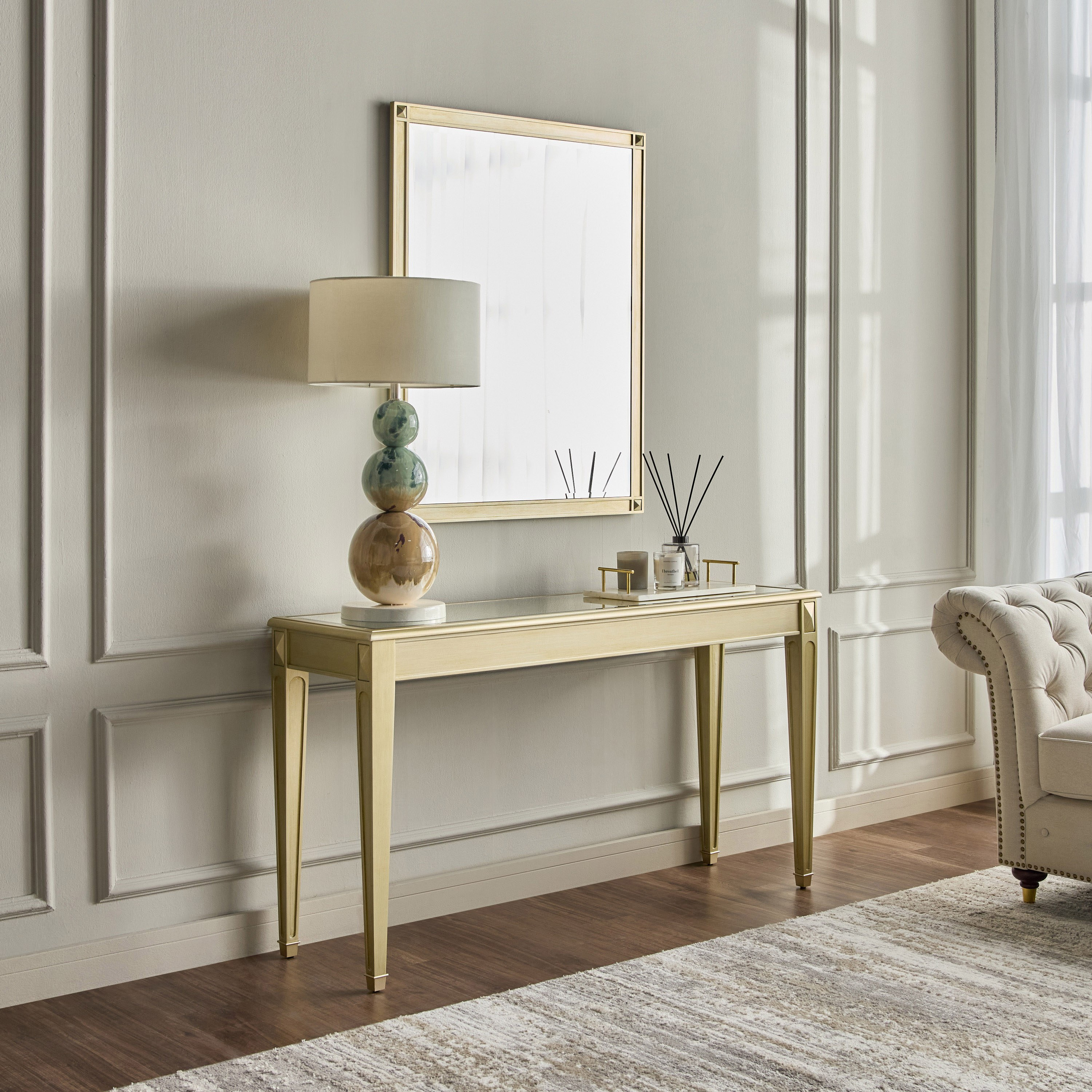 White mirrored console deals table