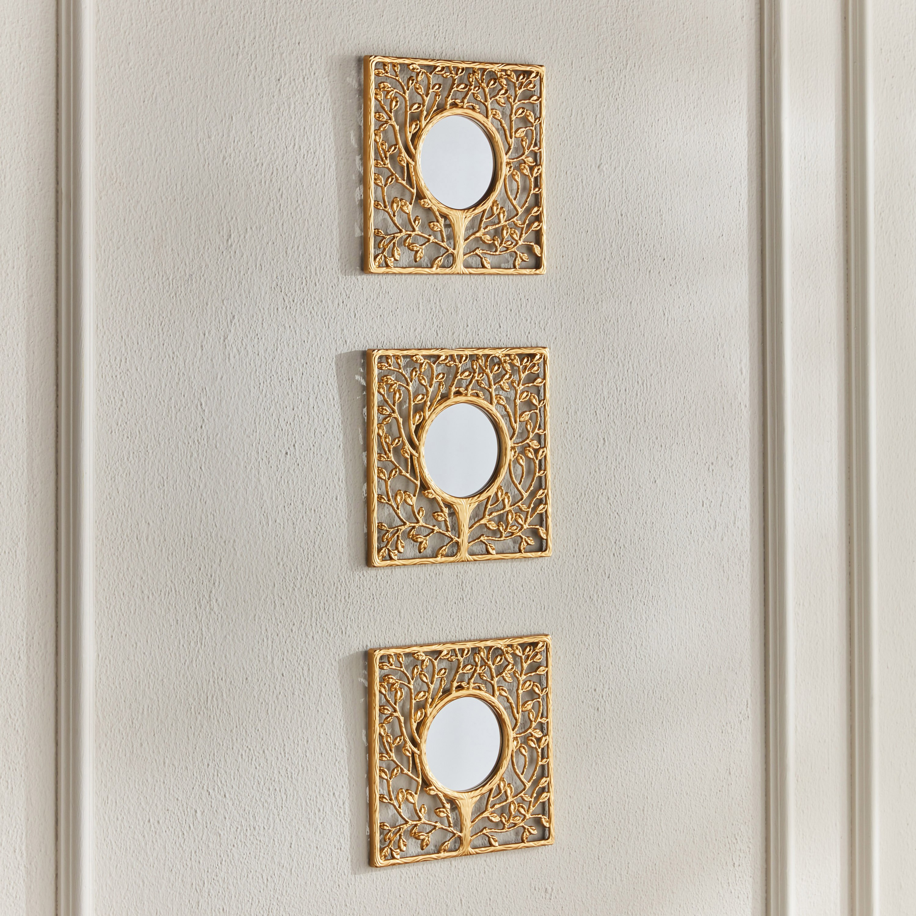 Tanisha 3-Piece Mirrored Decorative Wall Accent Set - 25x25 cm-household-walldecorandmirrors-wallaccents-image-1