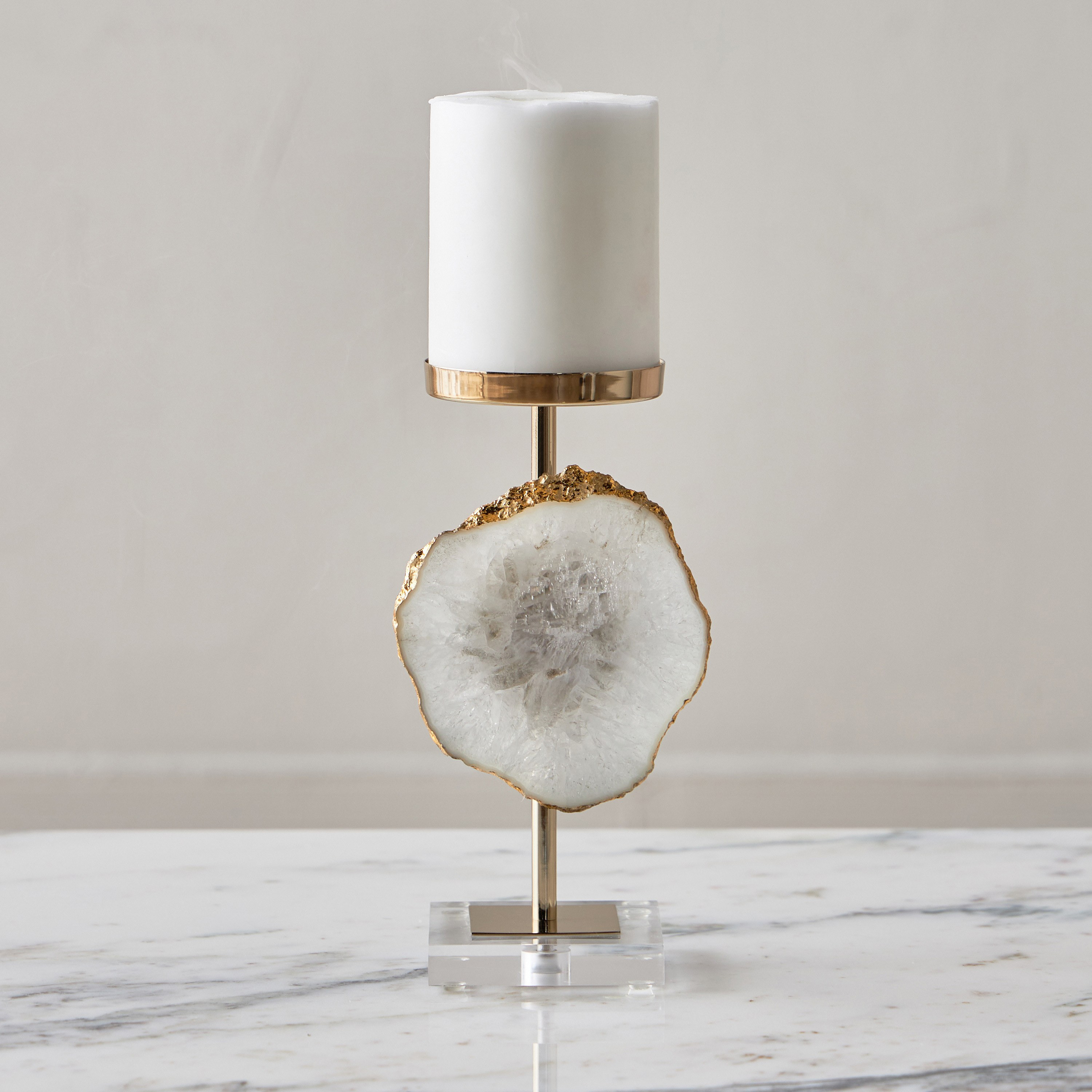 Sama Agate Pillar Candleholder-household-decor-candleholdersandlanterns-image-1