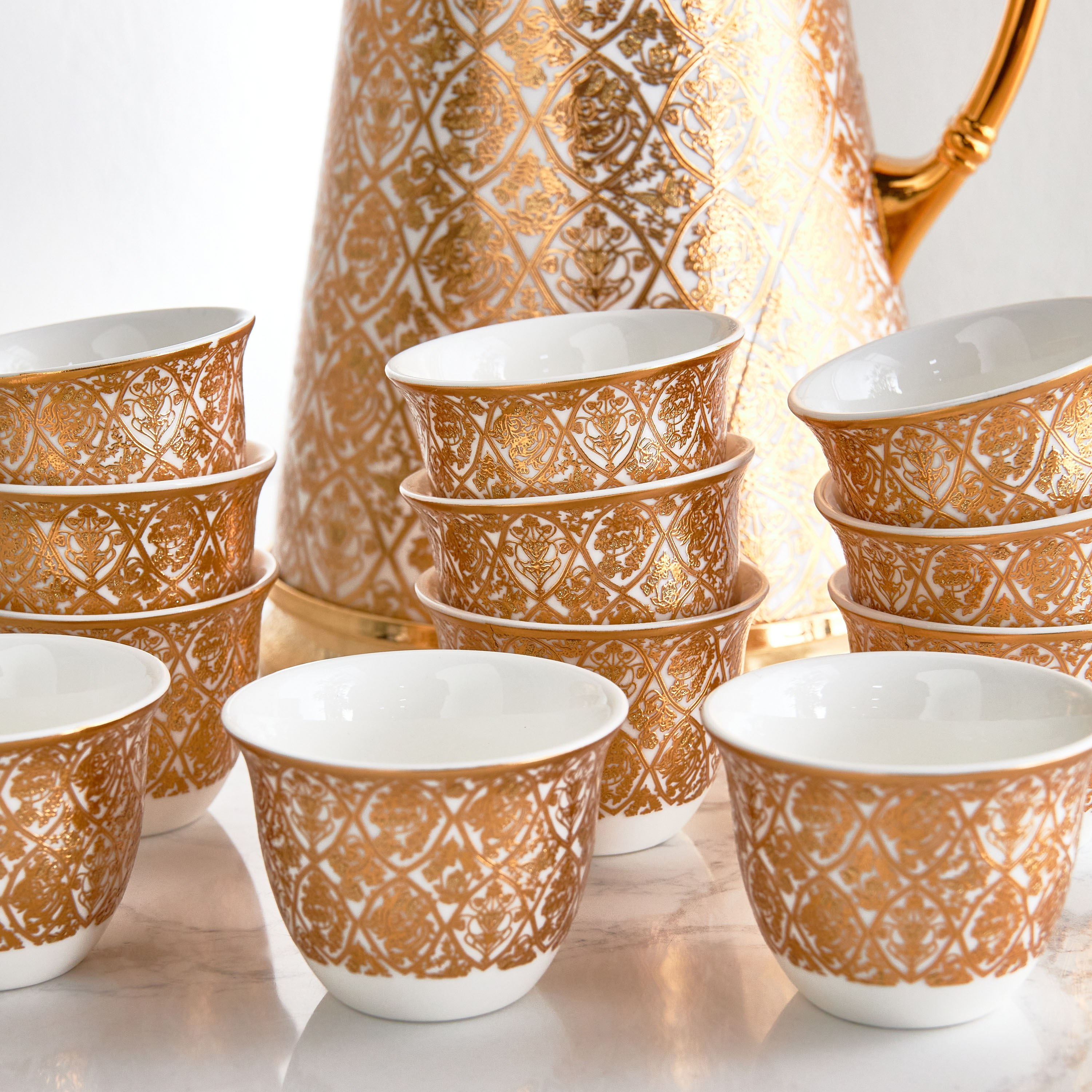 Amina 13-Piece Porcelain Qahwa Set-household-dining-teaandcoffee-teaandcoffeesets-image-3