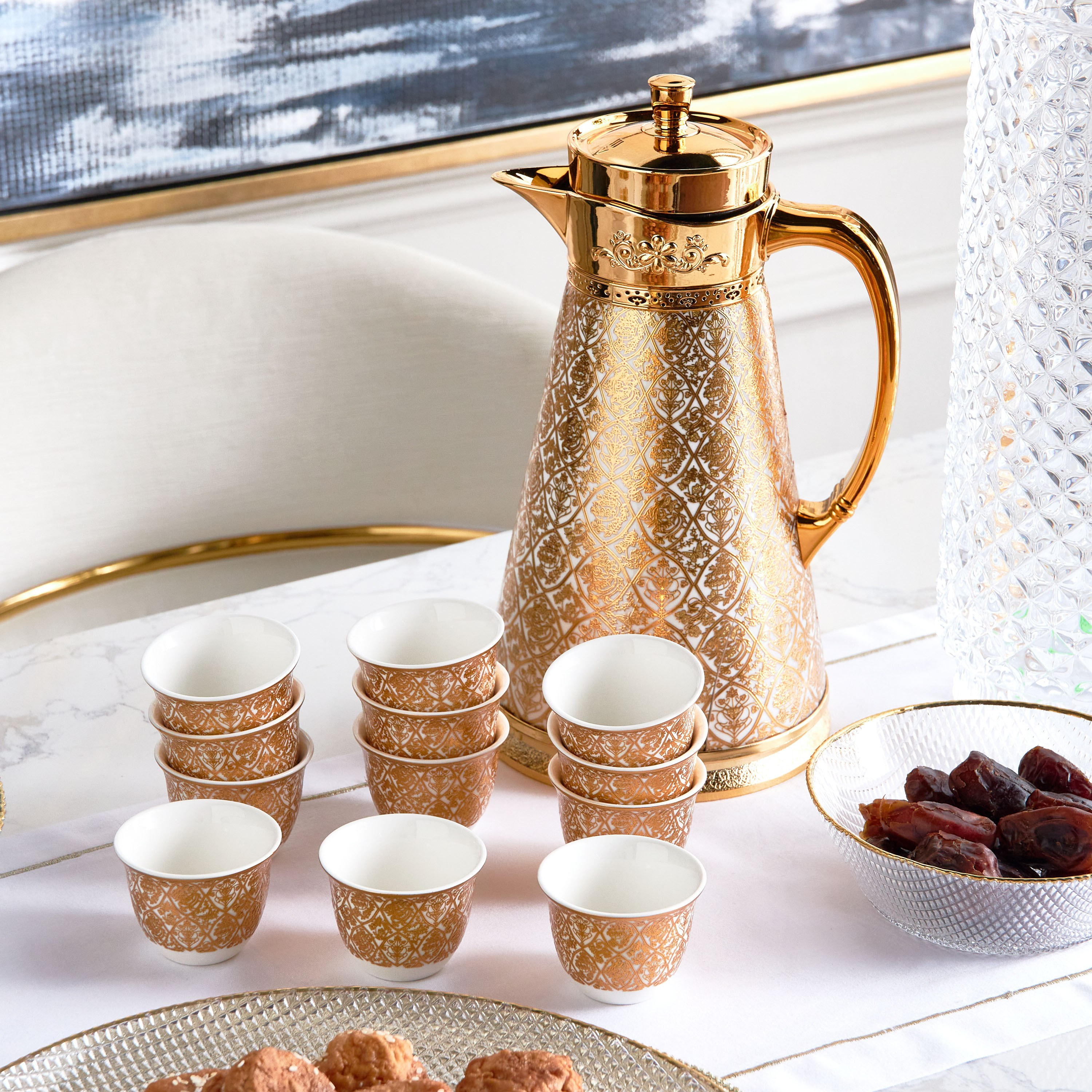 Amina 13-Piece Porcelain Qahwa Set-household-dining-teaandcoffee-teaandcoffeesets-image-4