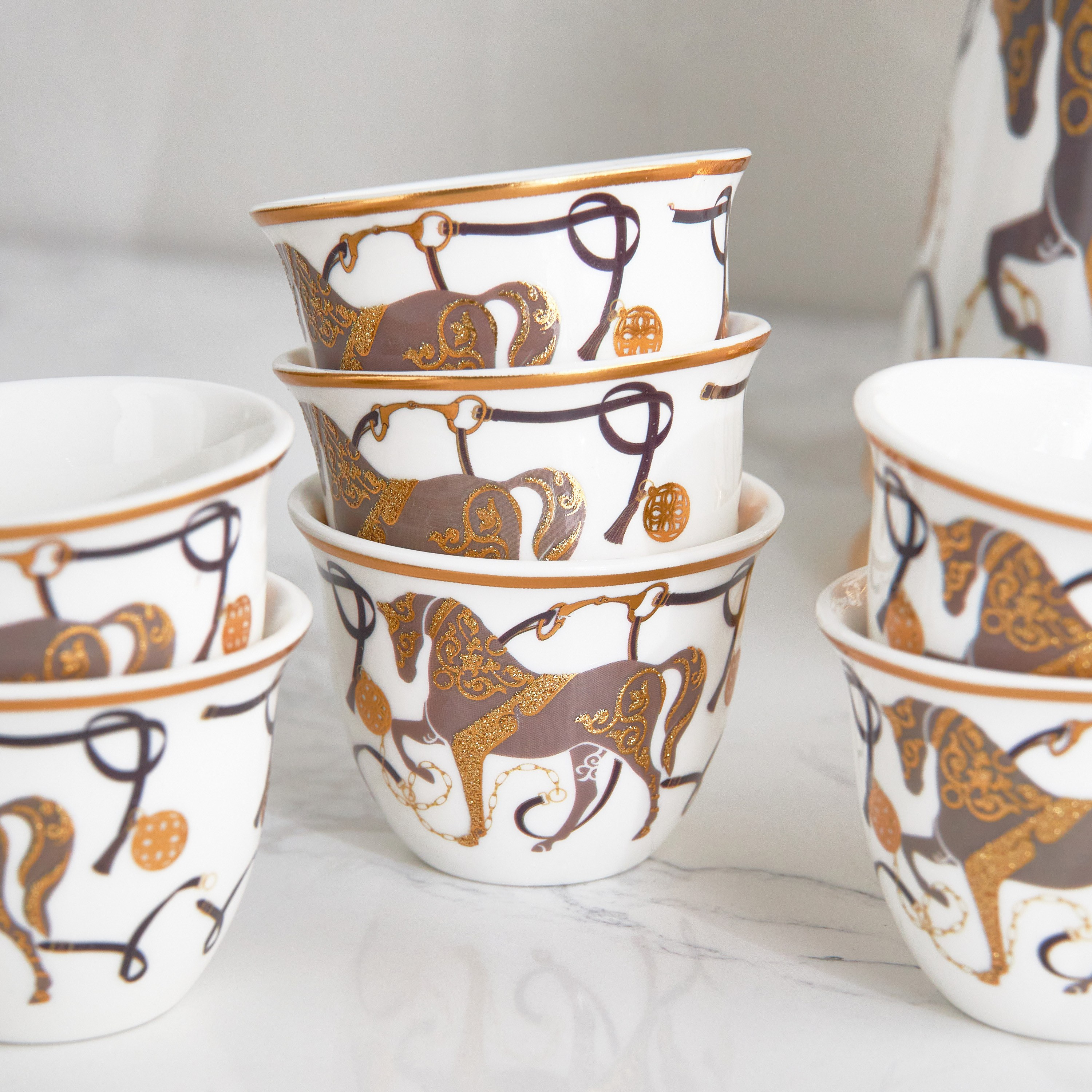 Faris Horse Majilis 13-Piece Porcelain Qahwa Set-household-dining-teaandcoffee-teaandcoffeesets-image-3