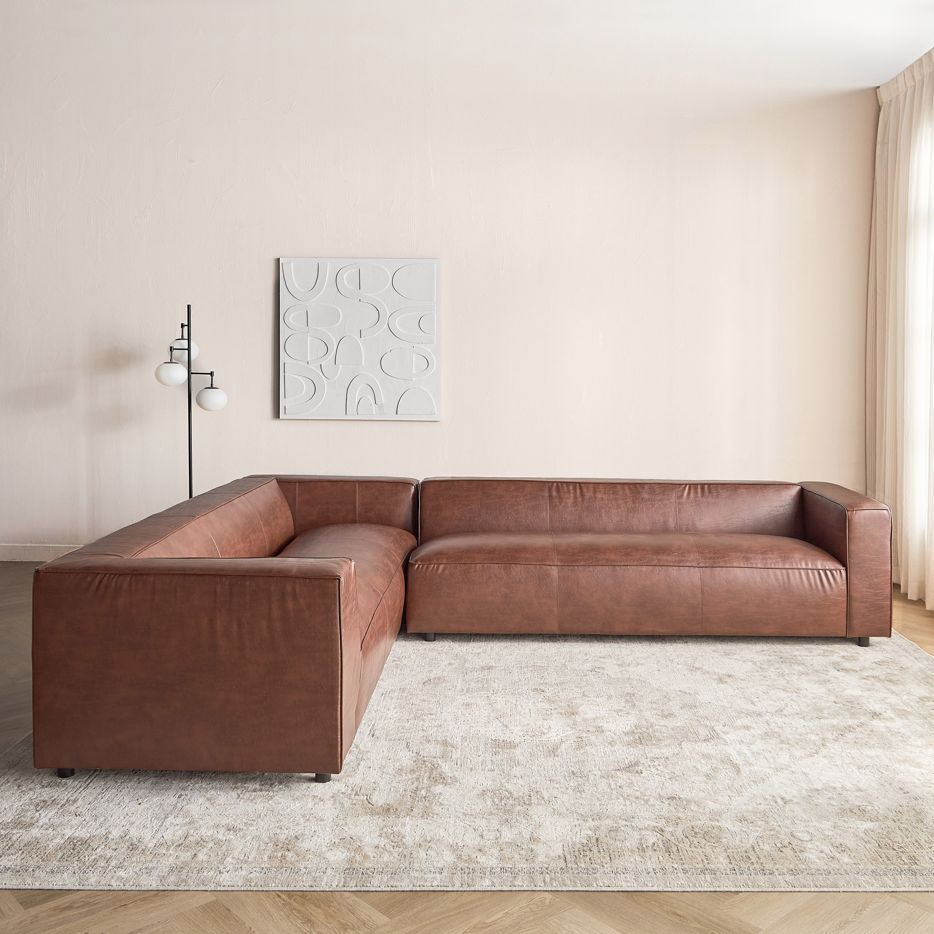 Shop Waverly 7-Seater Faux Leather Left Corner Sofa Online | Home 