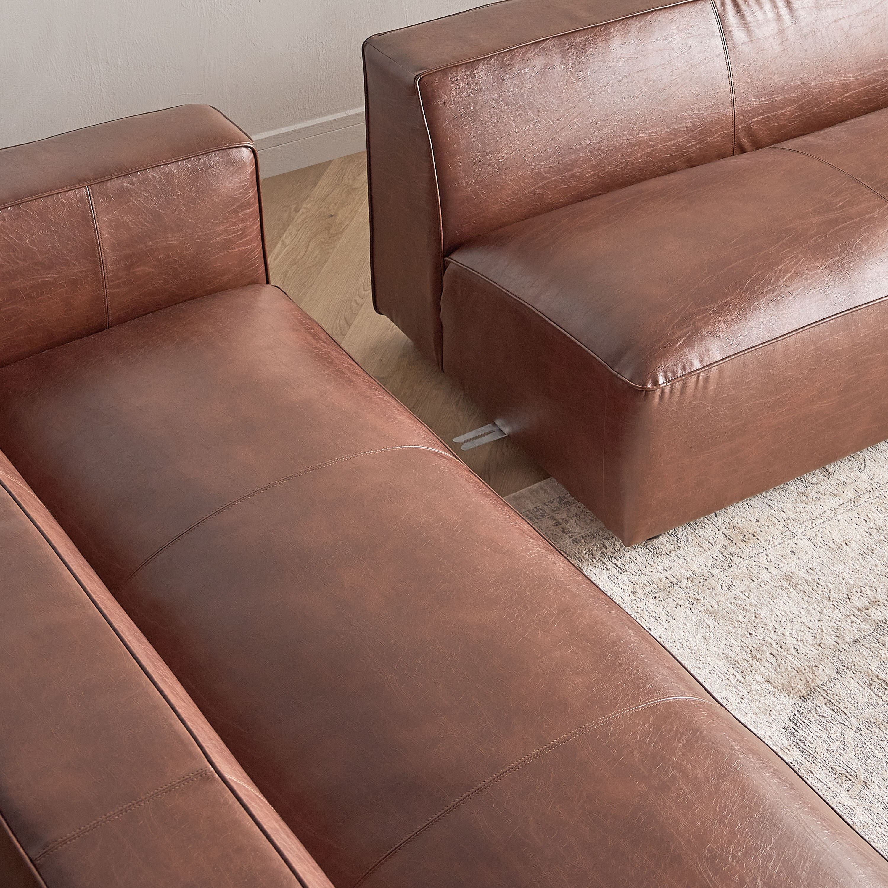 Shop Waverly 7 Seater Faux Leather Right Corner Sofa Online Home Centre UAE