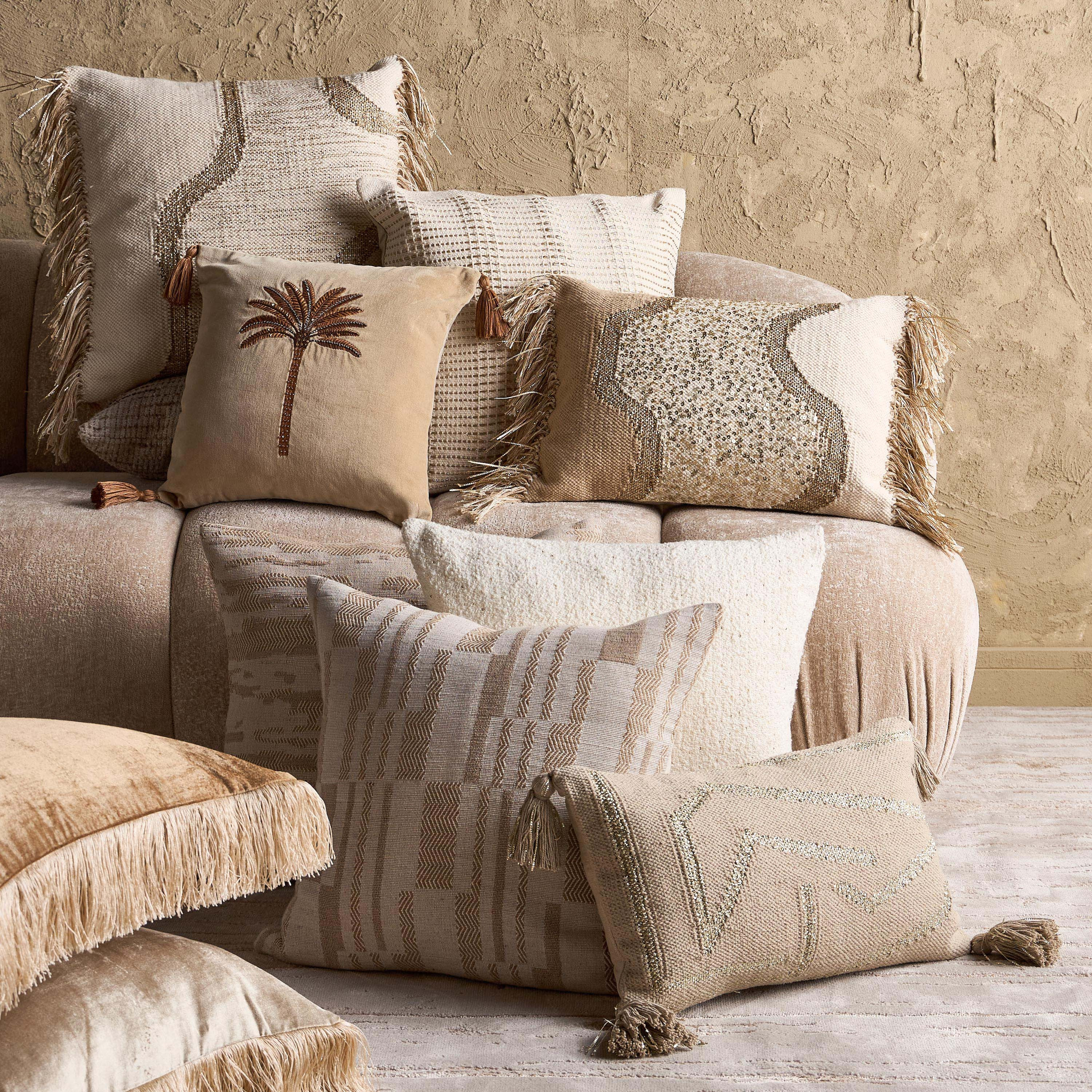 Desert Elegance Zahra Embroidered Filled Cushion - 40x40 cm-household-cushionsandthrows-filledcushions-decorativecushions-image-8
