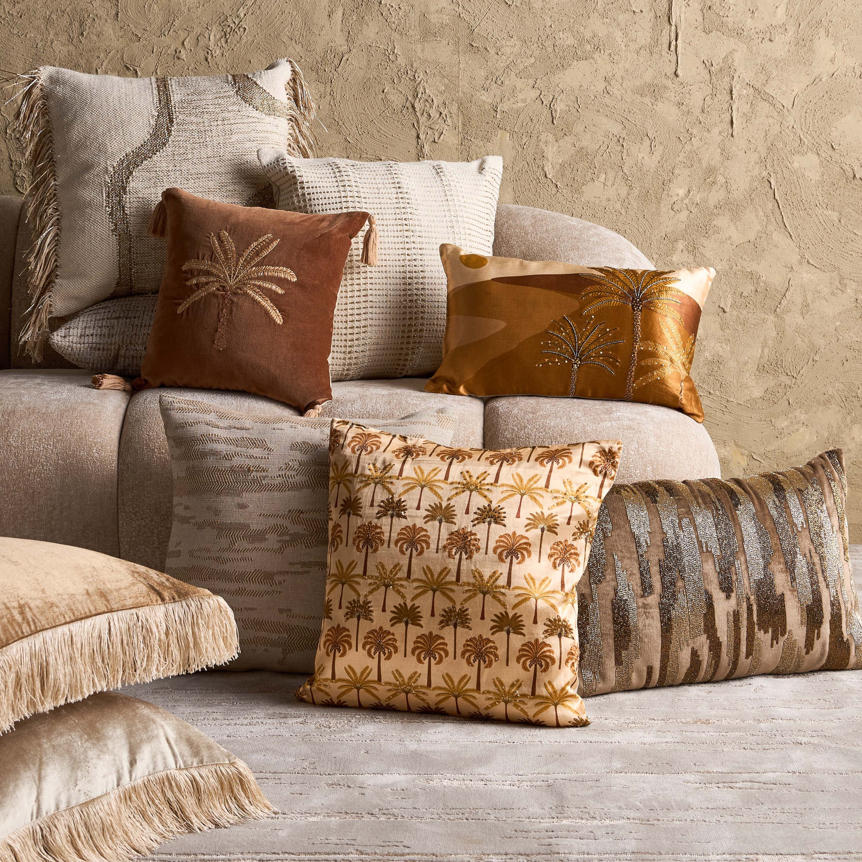 Desert Elegance Zahra Embroidered Filled Cushion - 40x40 cm-household-cushionsandthrows-filledcushions-decorativecushions-image-4