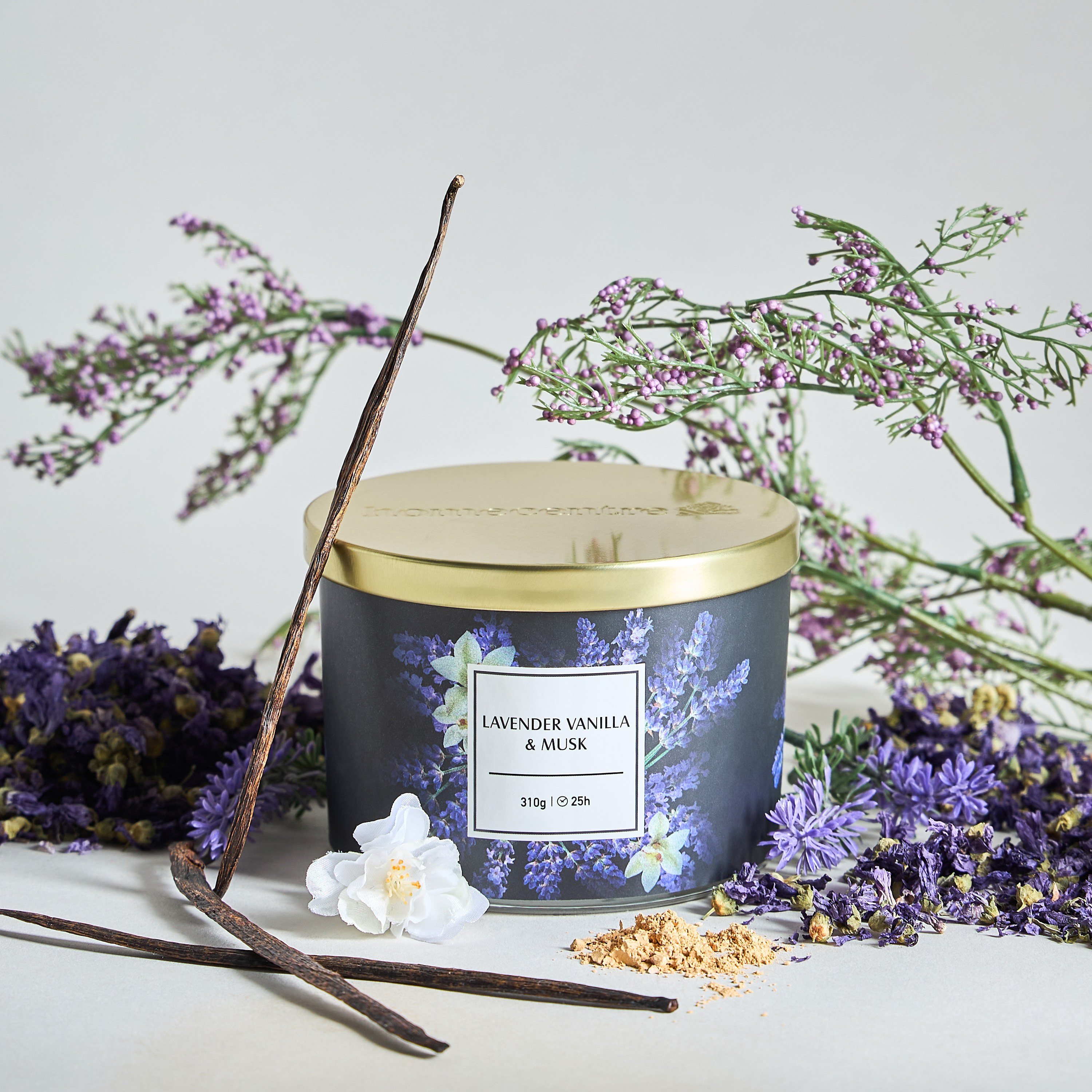 Ambience Midnight Garden Lavender Vanilla and Musk Scented Jar Candle - 25 h-household-homefragrance-candles-image-1