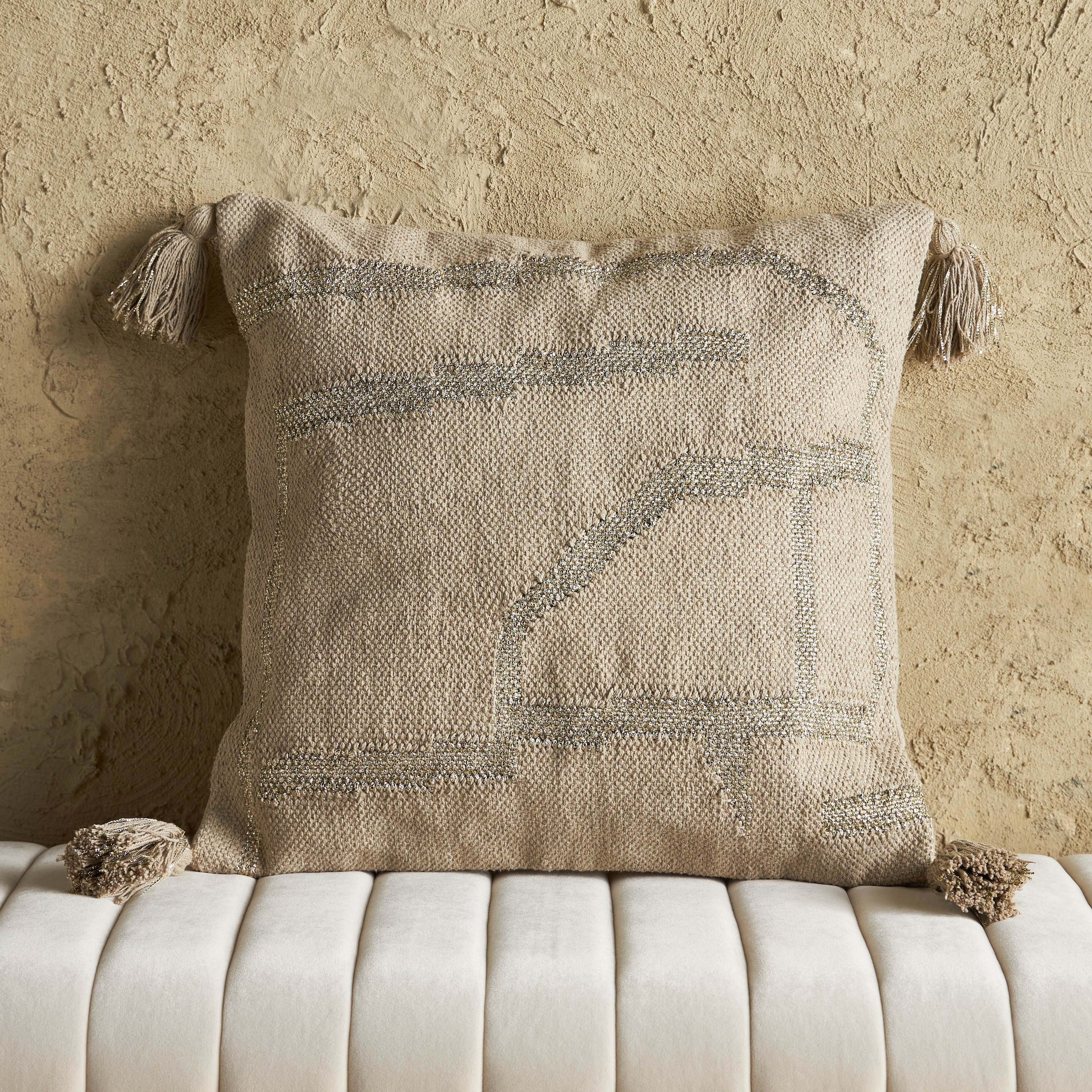 Desert Elegance Ulla Handwoven Metallic Cushion Cover - 50x50 cm-household-cushionsandthrows-cushioncovers-image-1