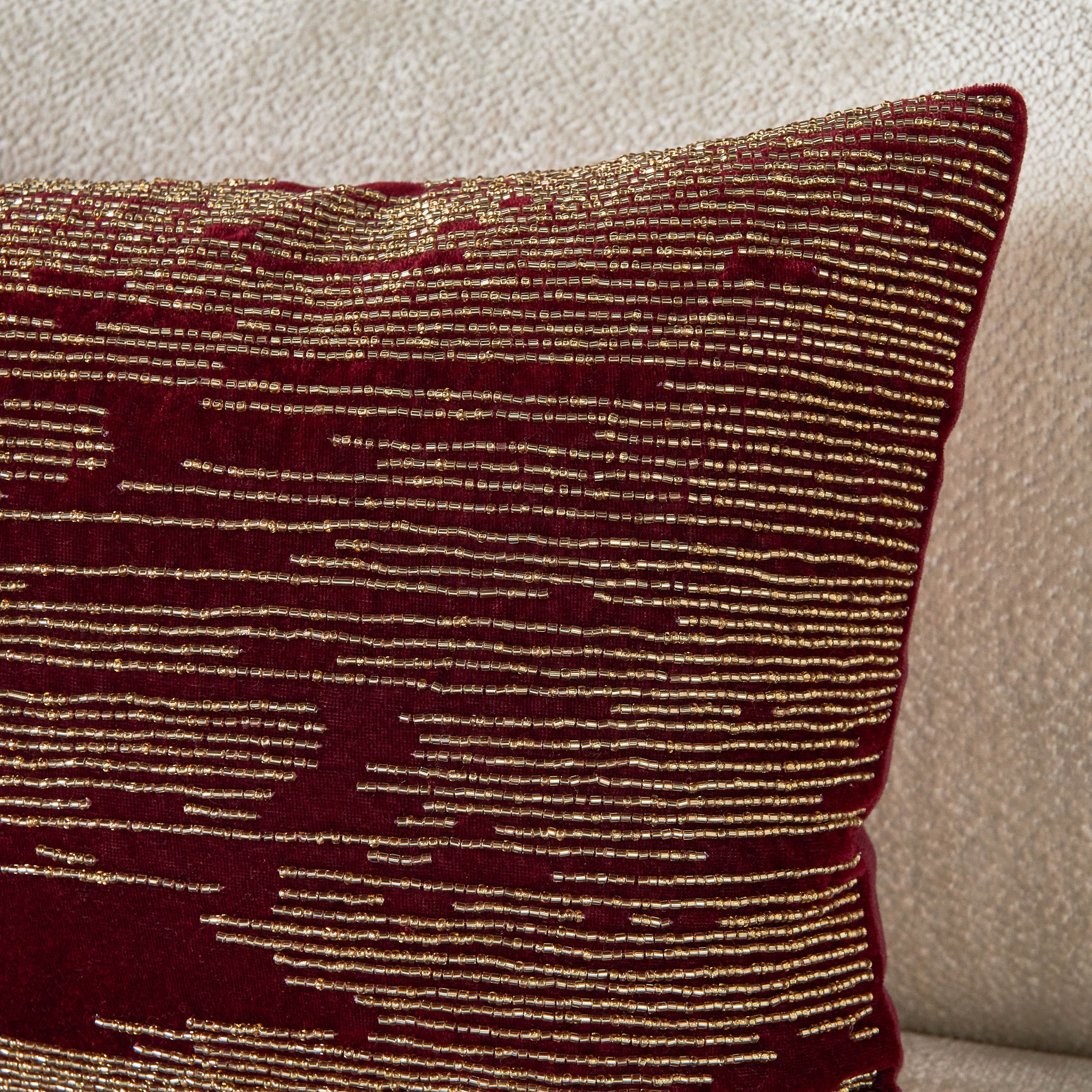 Sama Lexi Beaded Filled Cushion - 30x50 cm-household-cushionsandthrows-filledcushions-decorativecushions-image-2