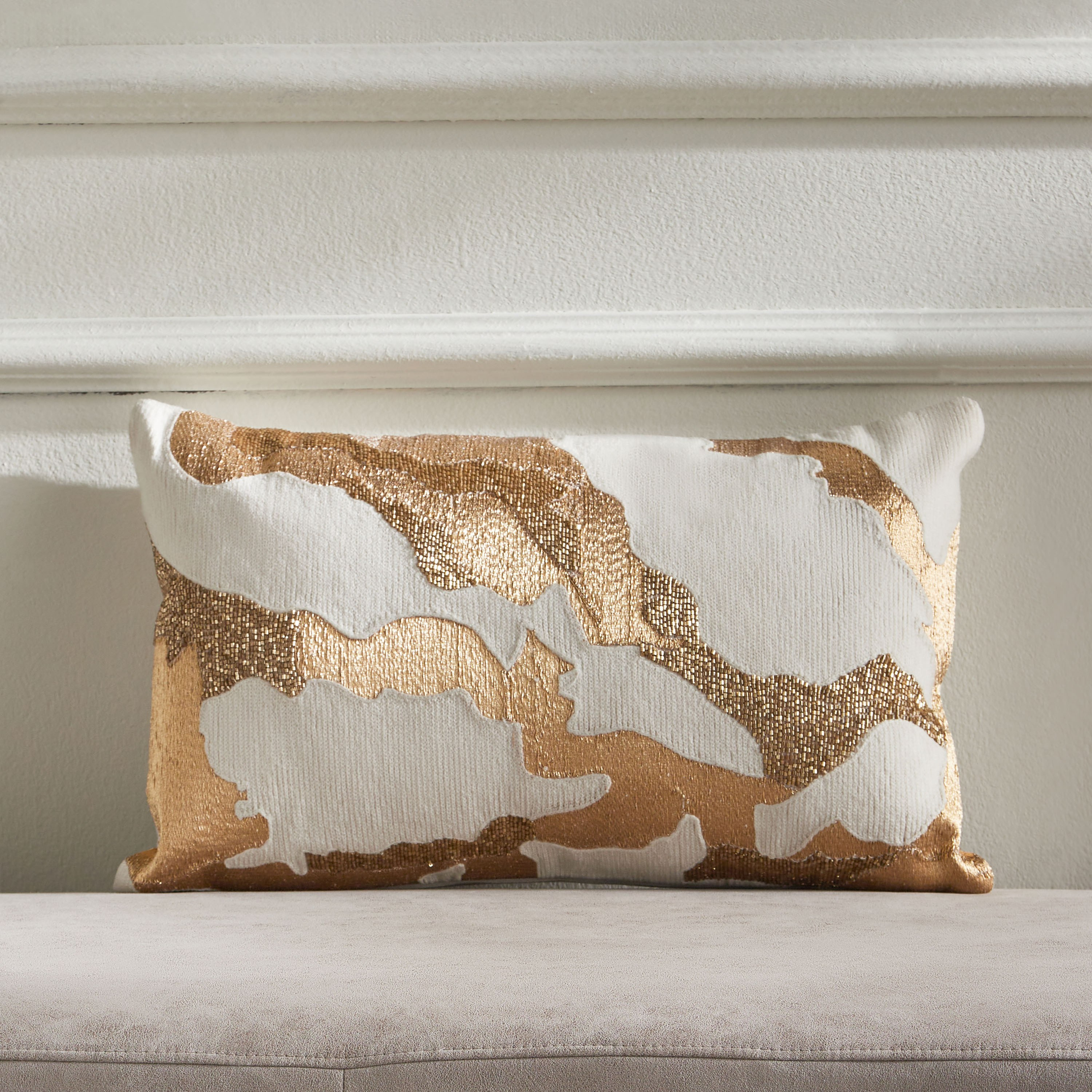 Sama Farida Zari Beaded Filled Cushion - 30x50 cm-household-cushionsandthrows-filledcushions-decorativecushions-image-1