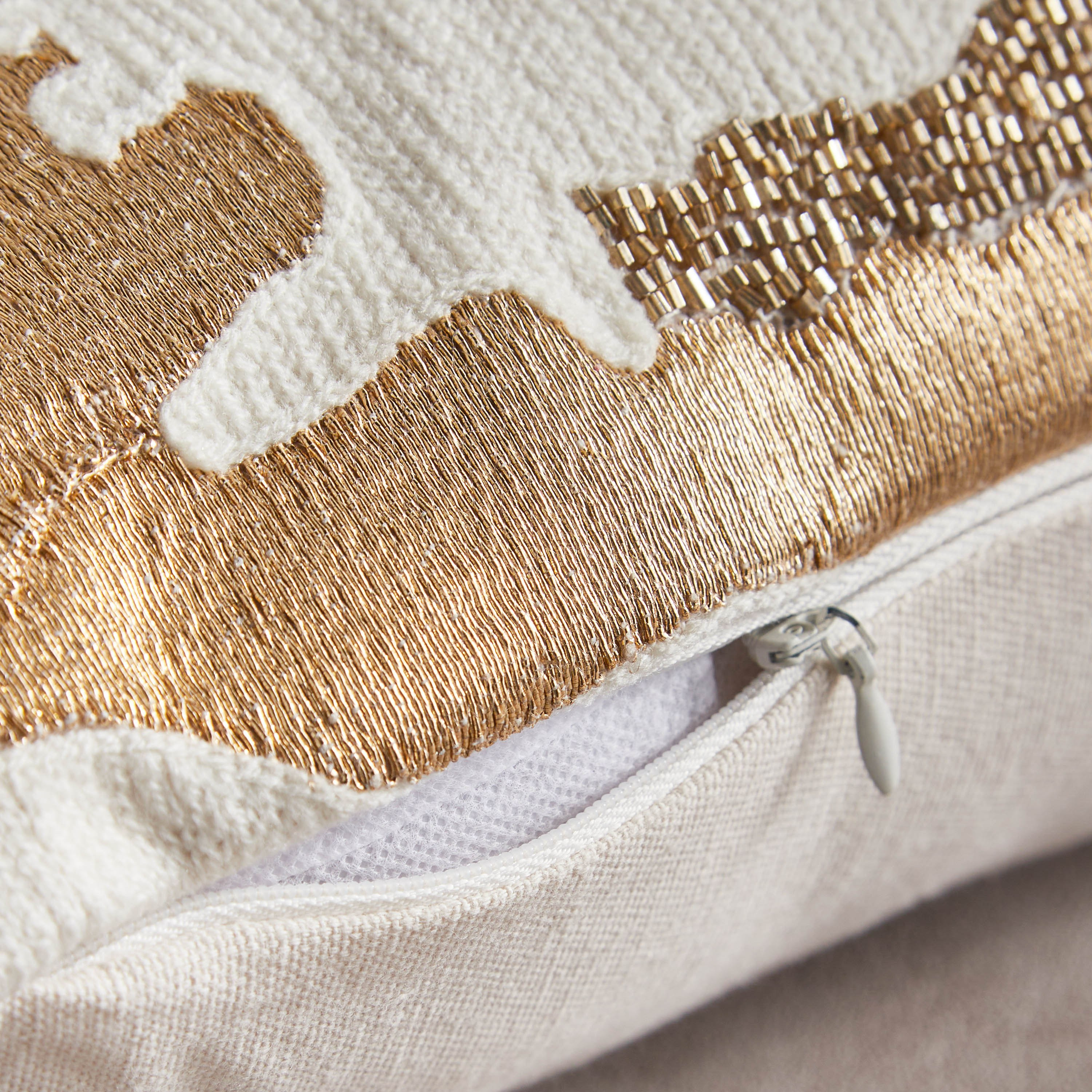 Sama Farida Zari Beaded Filled Cushion - 30x50 cm-household-cushionsandthrows-filledcushions-decorativecushions-image-3