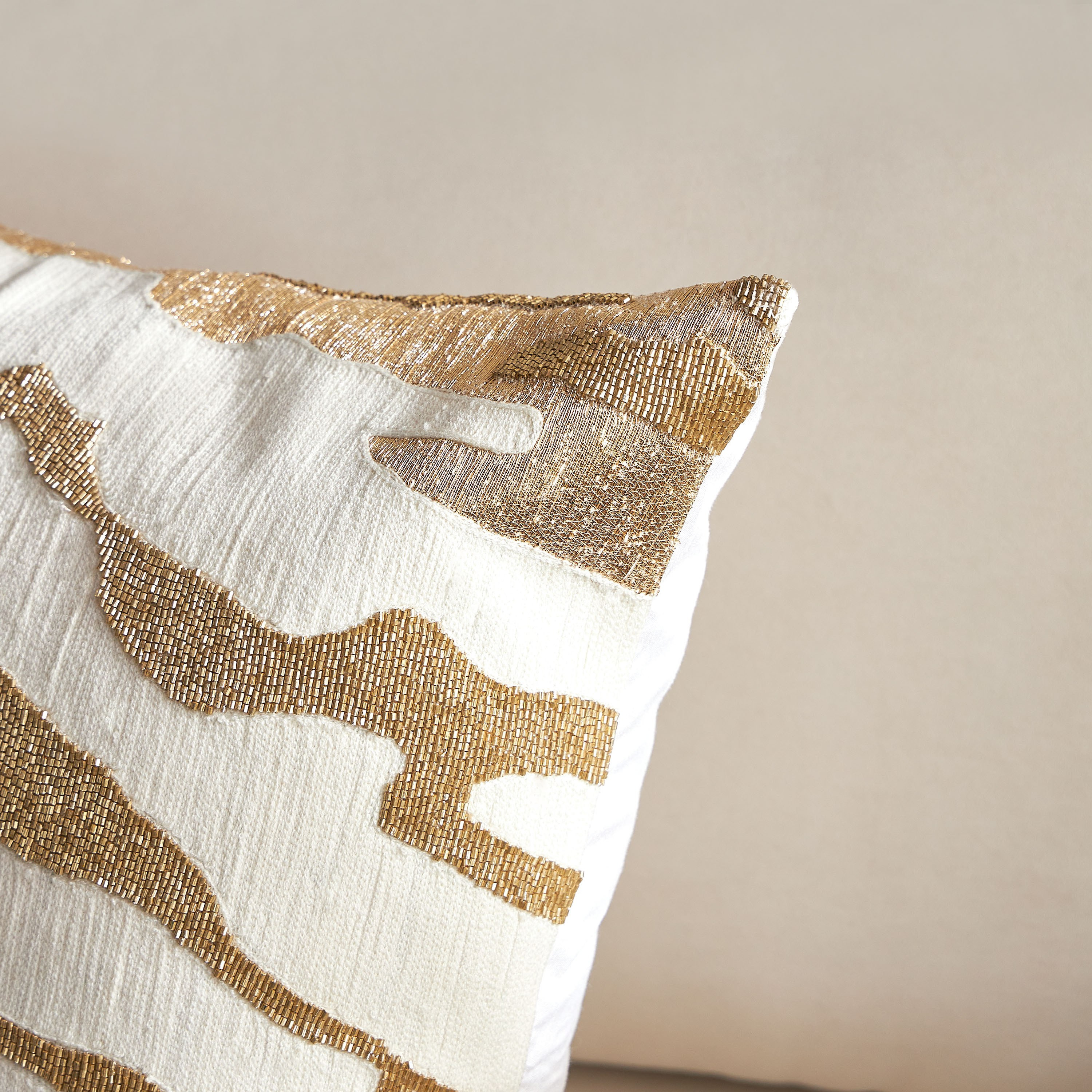 Sama Farida Zari Beaded Filled Cushion - 50x50 cm-household-cushionsandthrows-filledcushions-decorativecushions-image-2