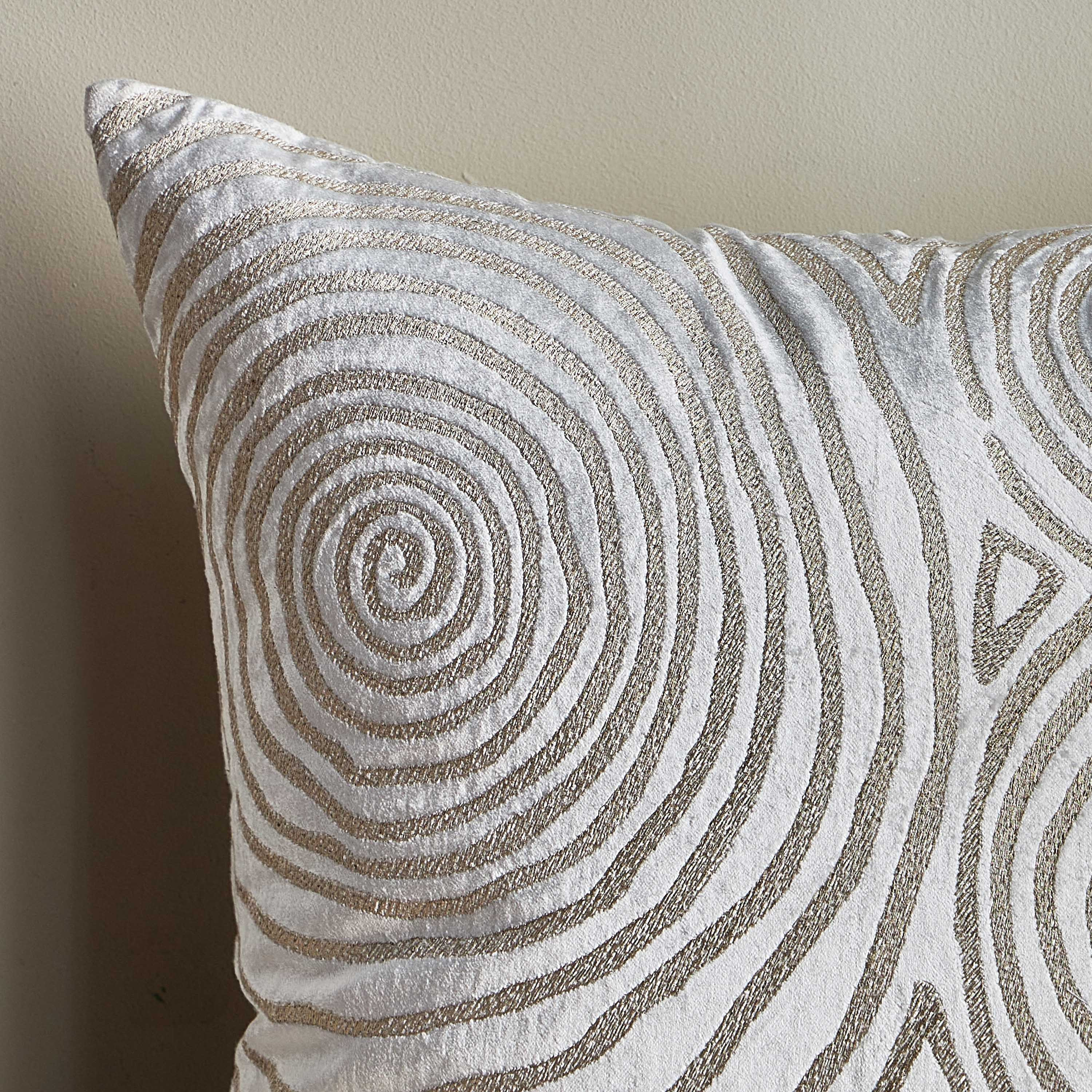 Sama Juan Swirl Velvet Zari Embroidered Filled Cushion - 50x50 cm-household-cushionsandthrows-filledcushions-decorativecushions-image-2
