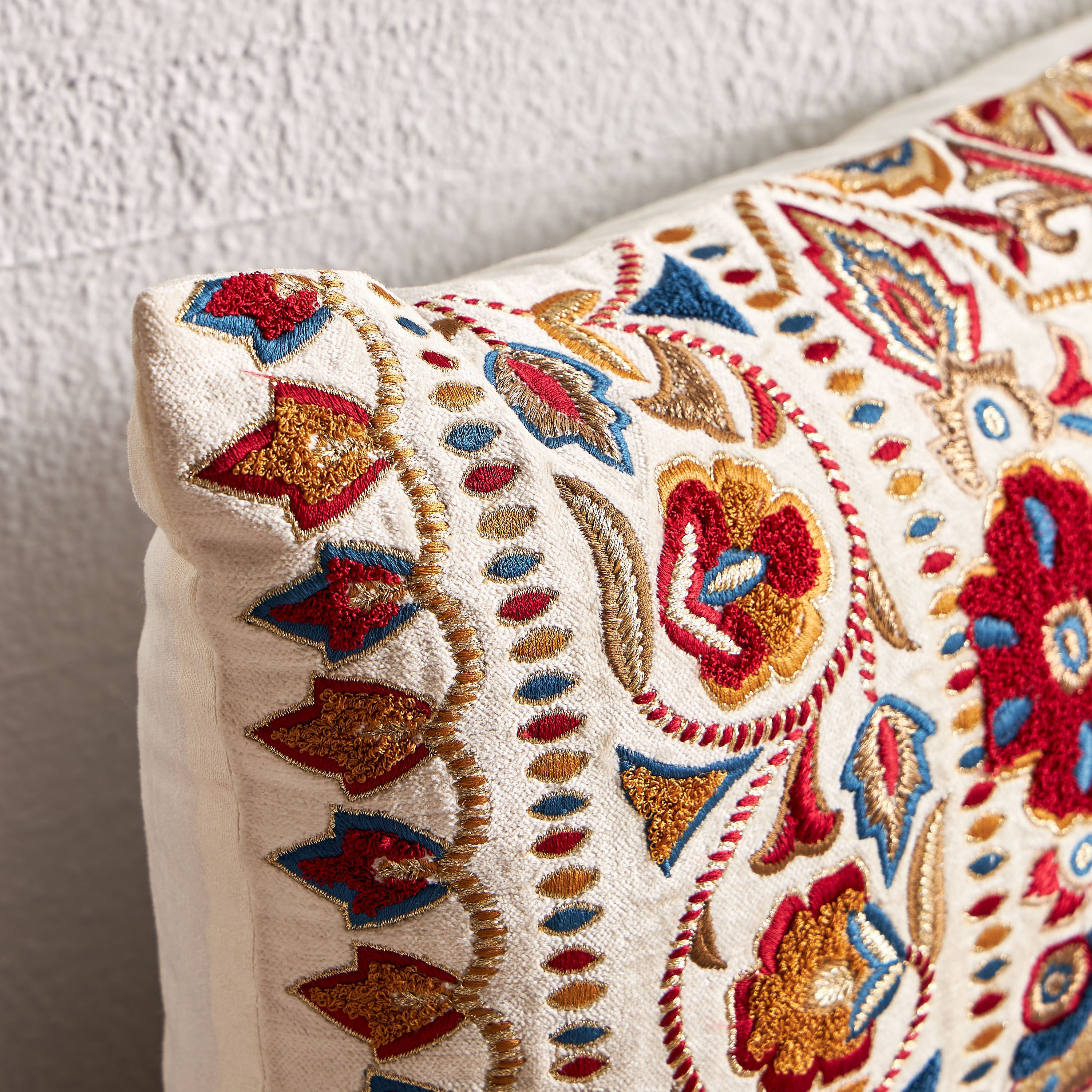Amara Palampore Embroidered Filled Cushion - 30x50 cm-household-cushionsandthrows-filledcushions-decorativecushions-image-2