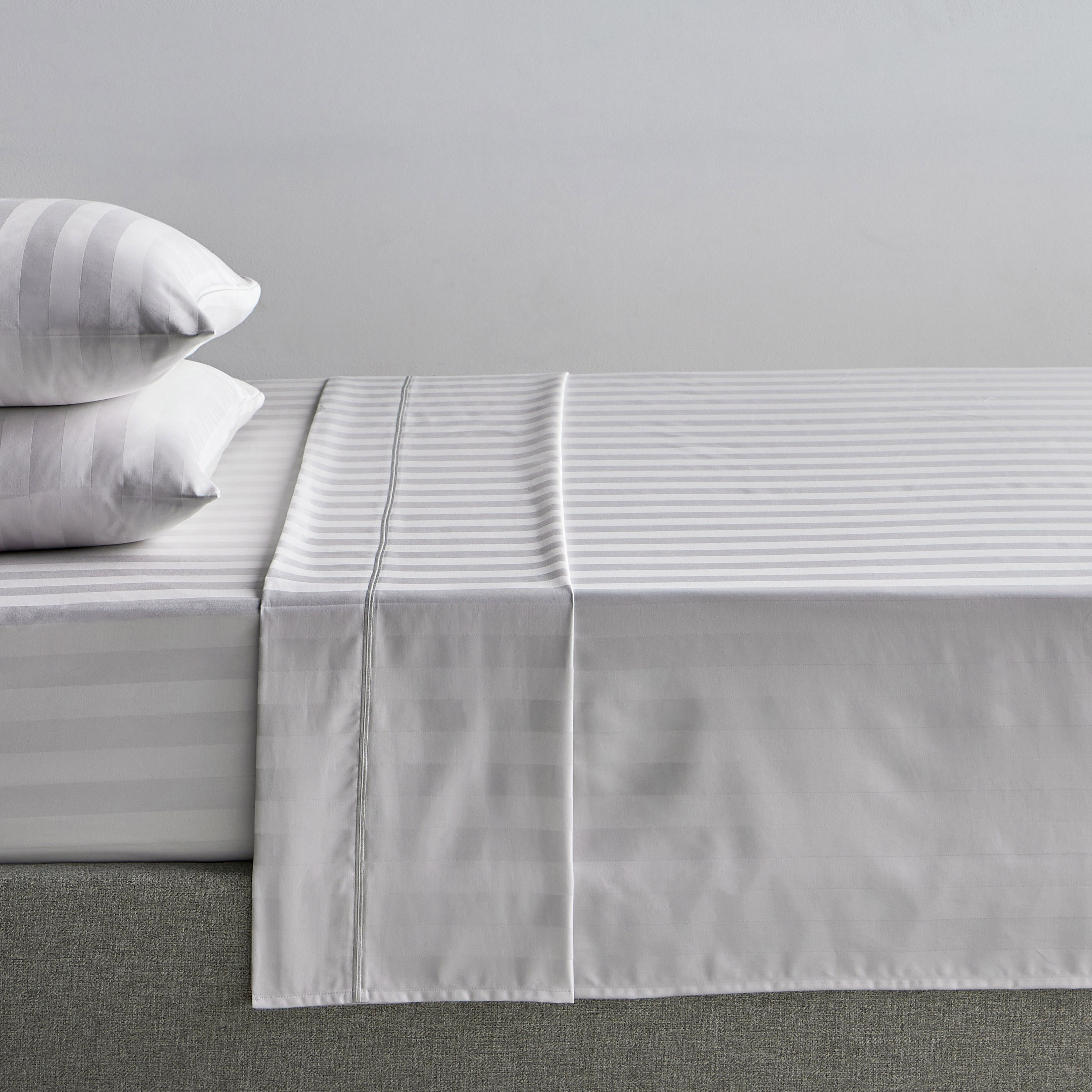 Satin Stripe Pima Cotton Sateen 525 Thread Count Super King Flat Sheet - 260x270 cm-household-bedding-sheetsandpillowcases-flatsheets-image-1