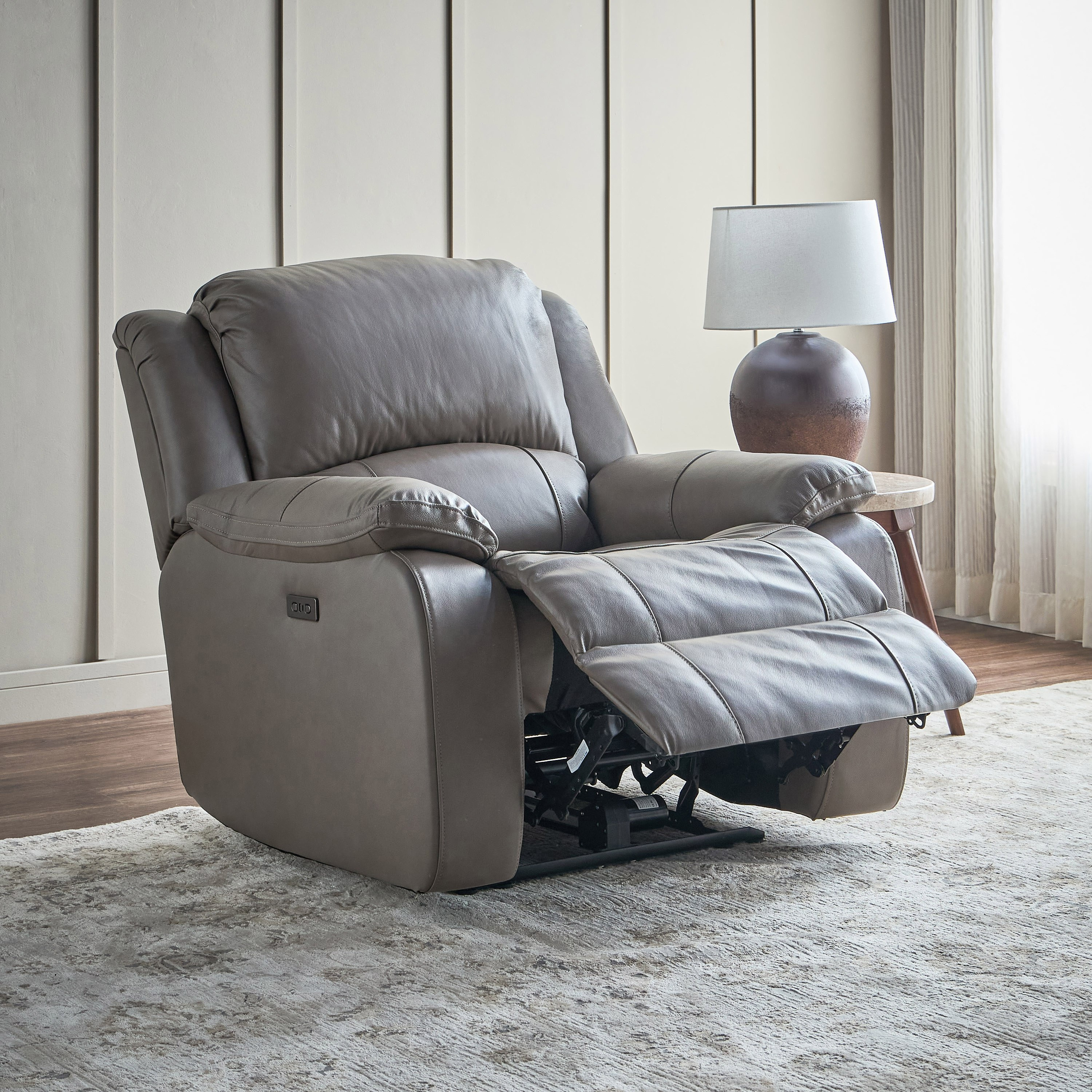 Shop Warren Half Leather Electric Recliner Online Home Centre UAE