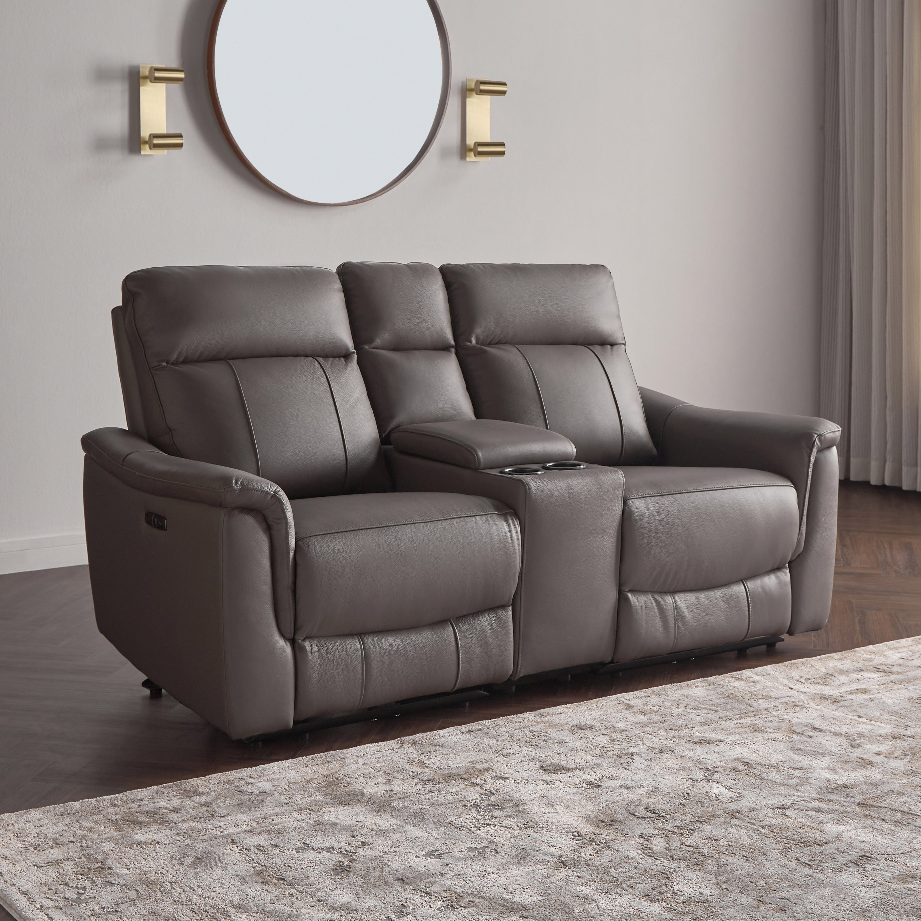 Perdue 2 Seater Half Leather Electric Recliner