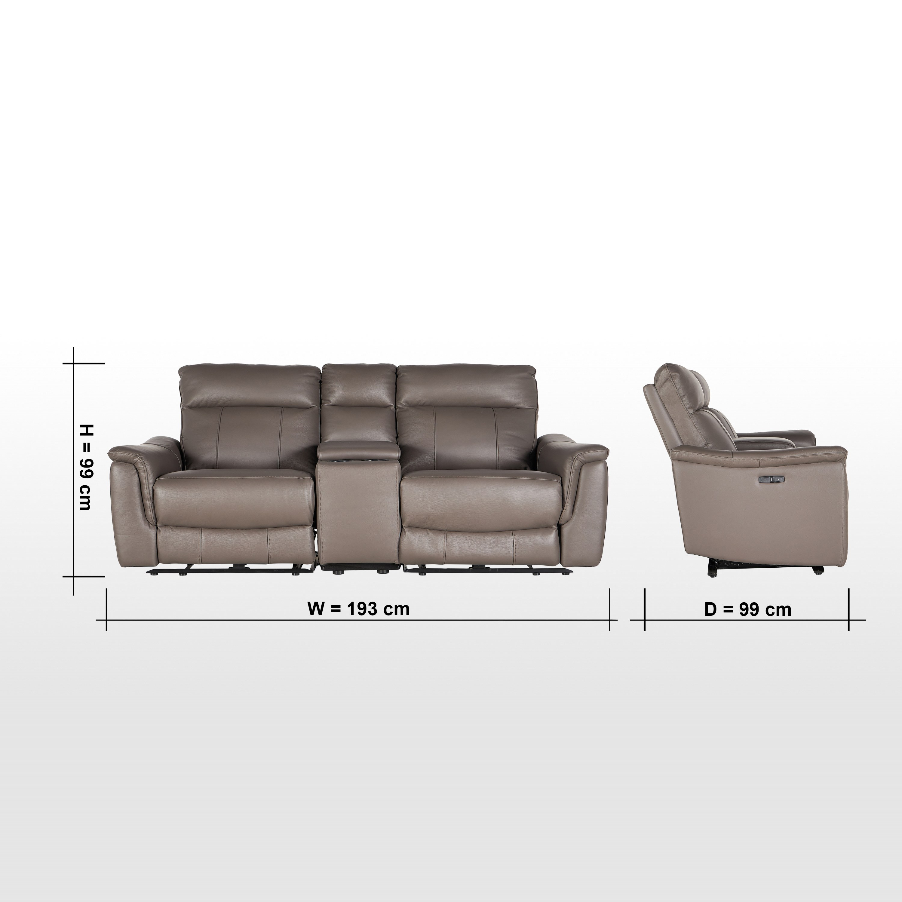 Perdue 2 Seater Half Leather Electric Recliner