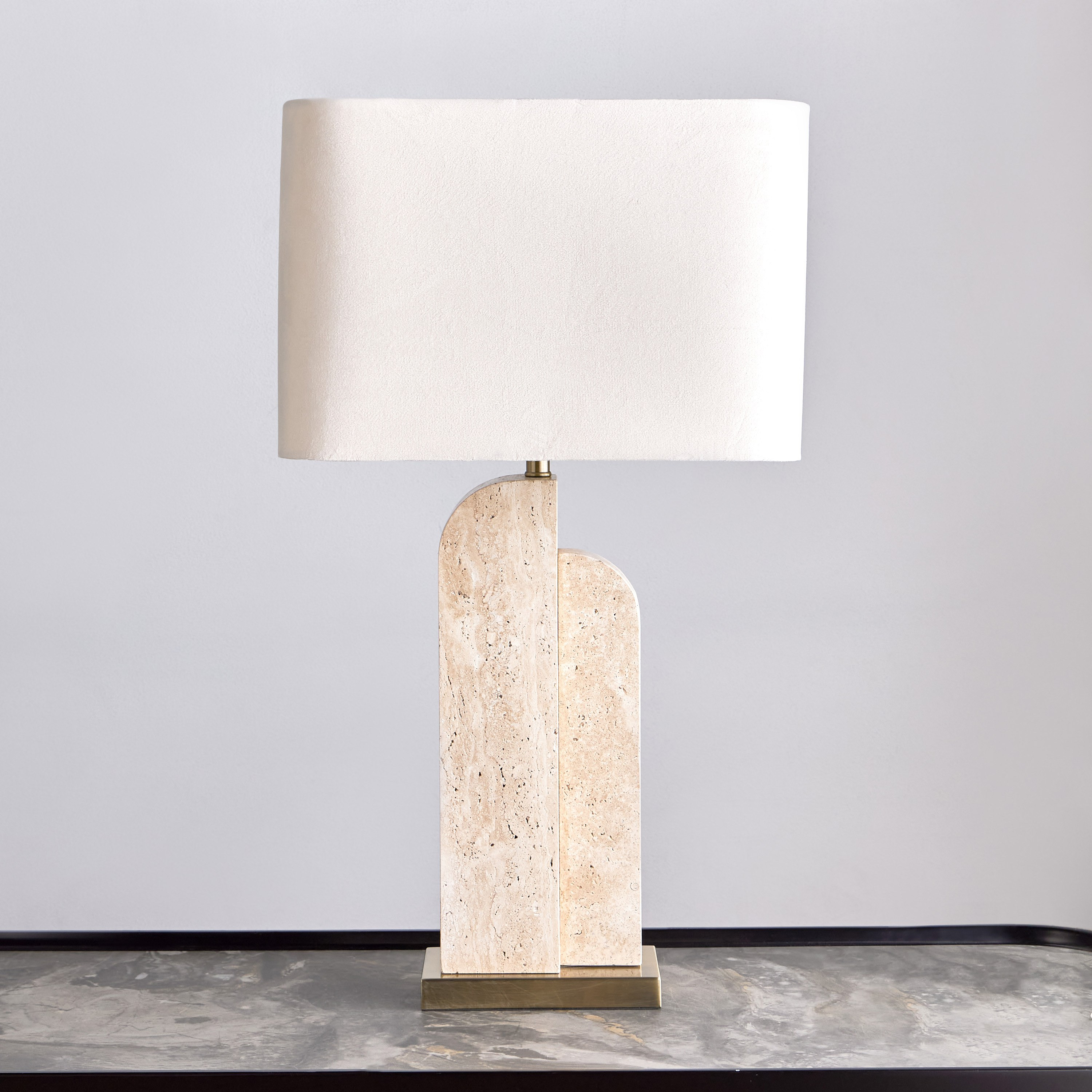 Genove Travertine Table Lamp - 71 cm