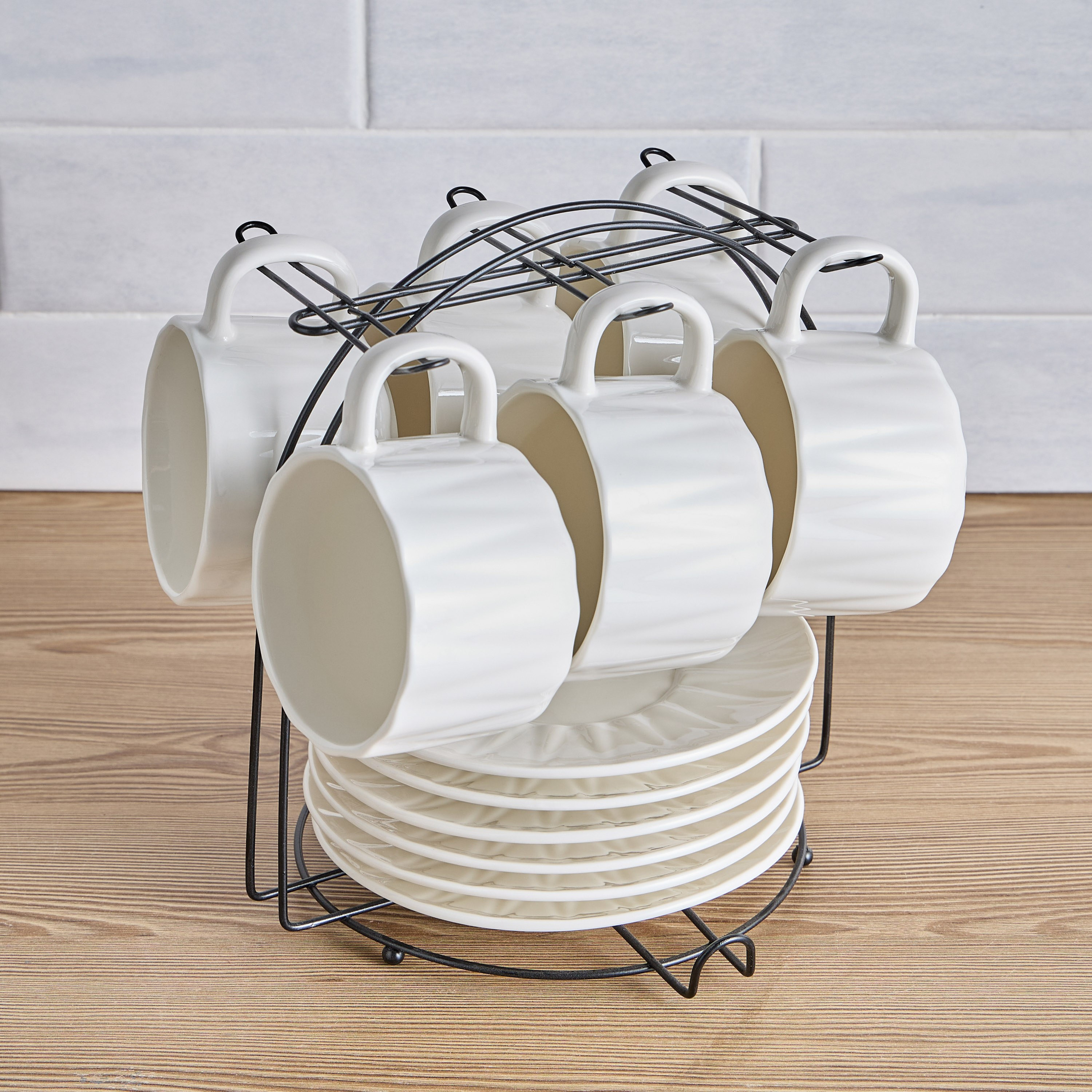 Maxima 12-Piece Ceramic Tea Set with Metal Stand - 250 ml, Serves 6-household-dining-teaandcoffee-teaandcoffeesets-image-1