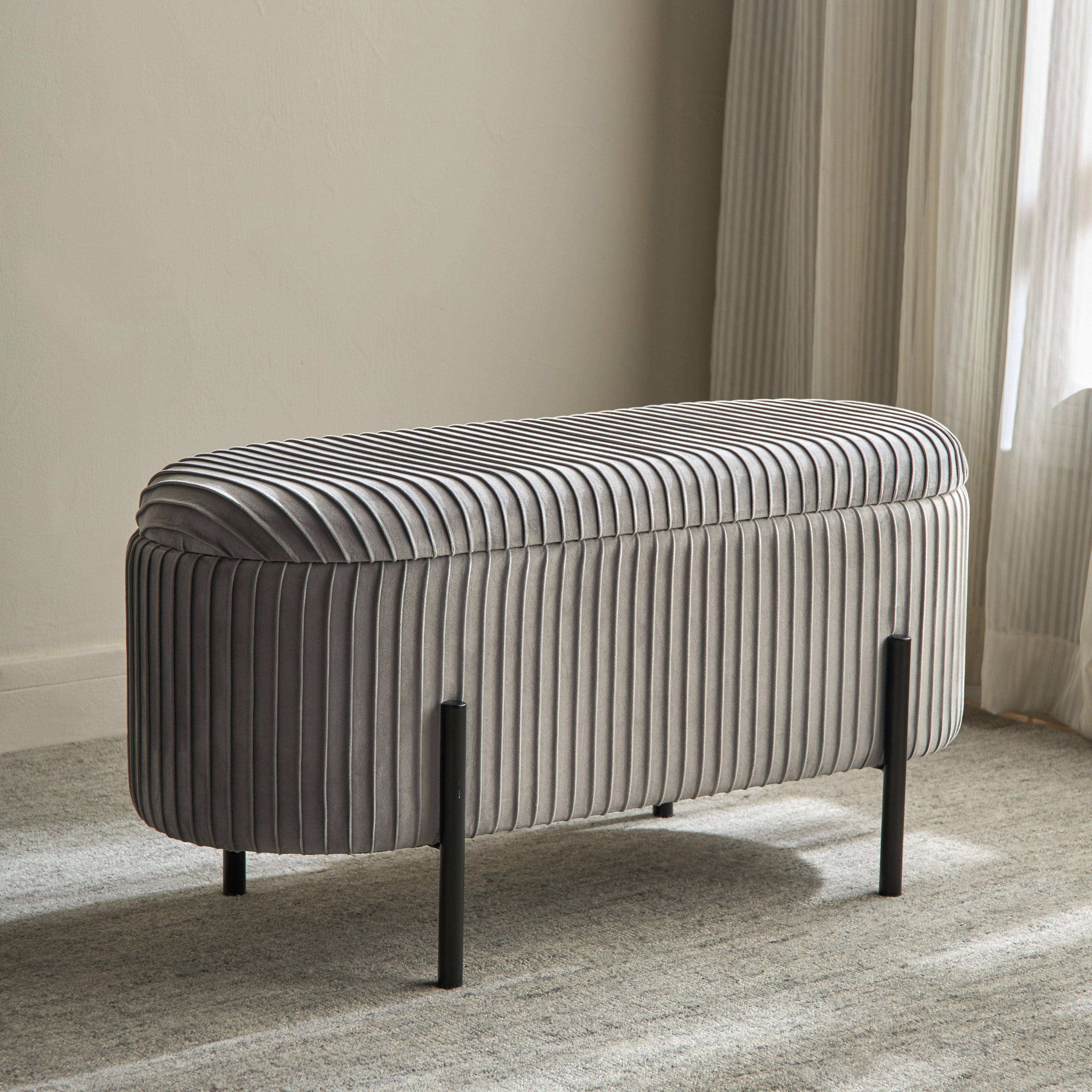 Ria Fabric Bench with Storage