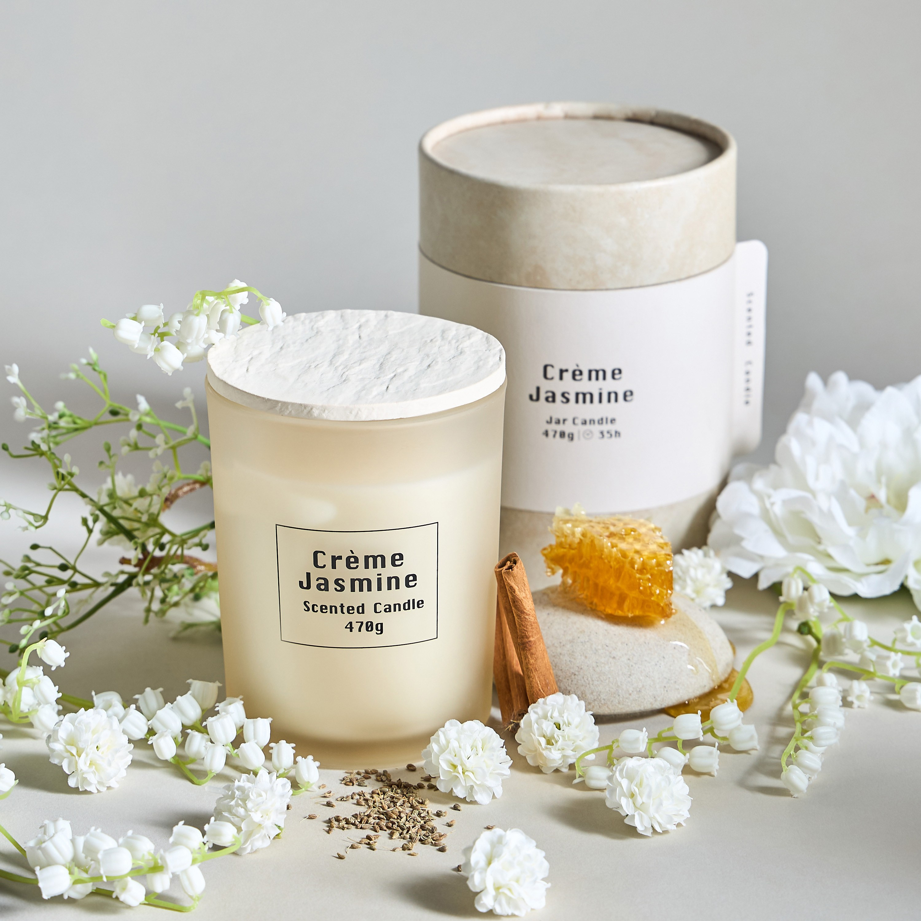 Raw Creme Jasmine Scented Jar Candle - 35 h-household-homefragrance-candles-image-1