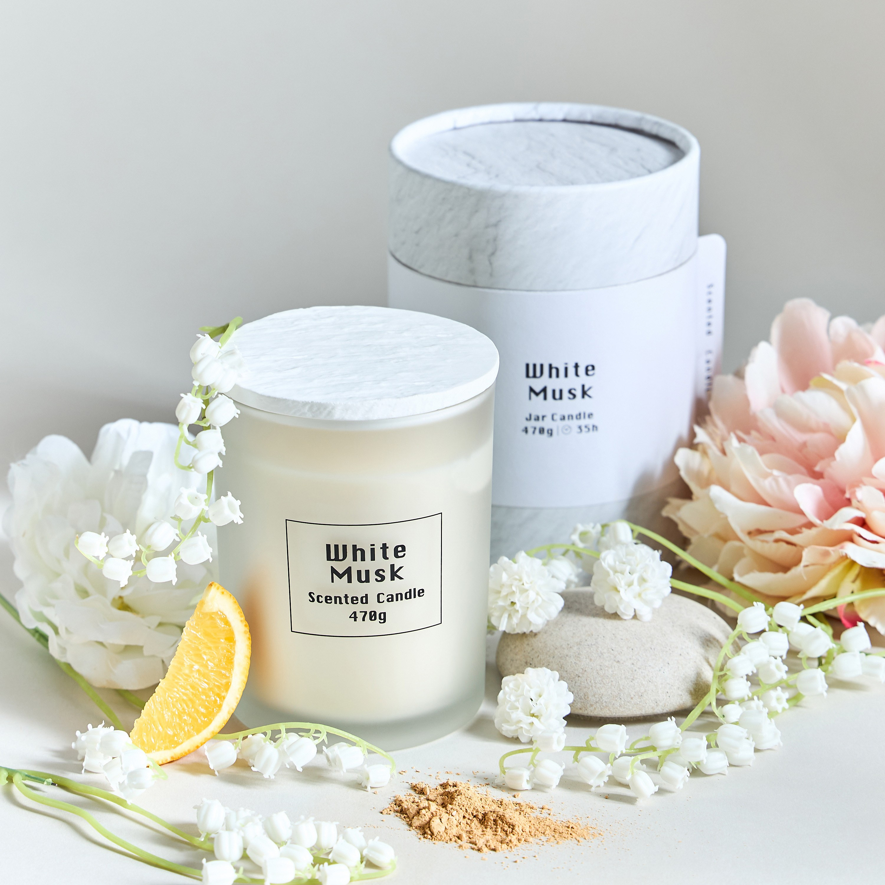 Raw White Musk Scented Jar Candle - 35 h-household-homefragrance-candles-image-1